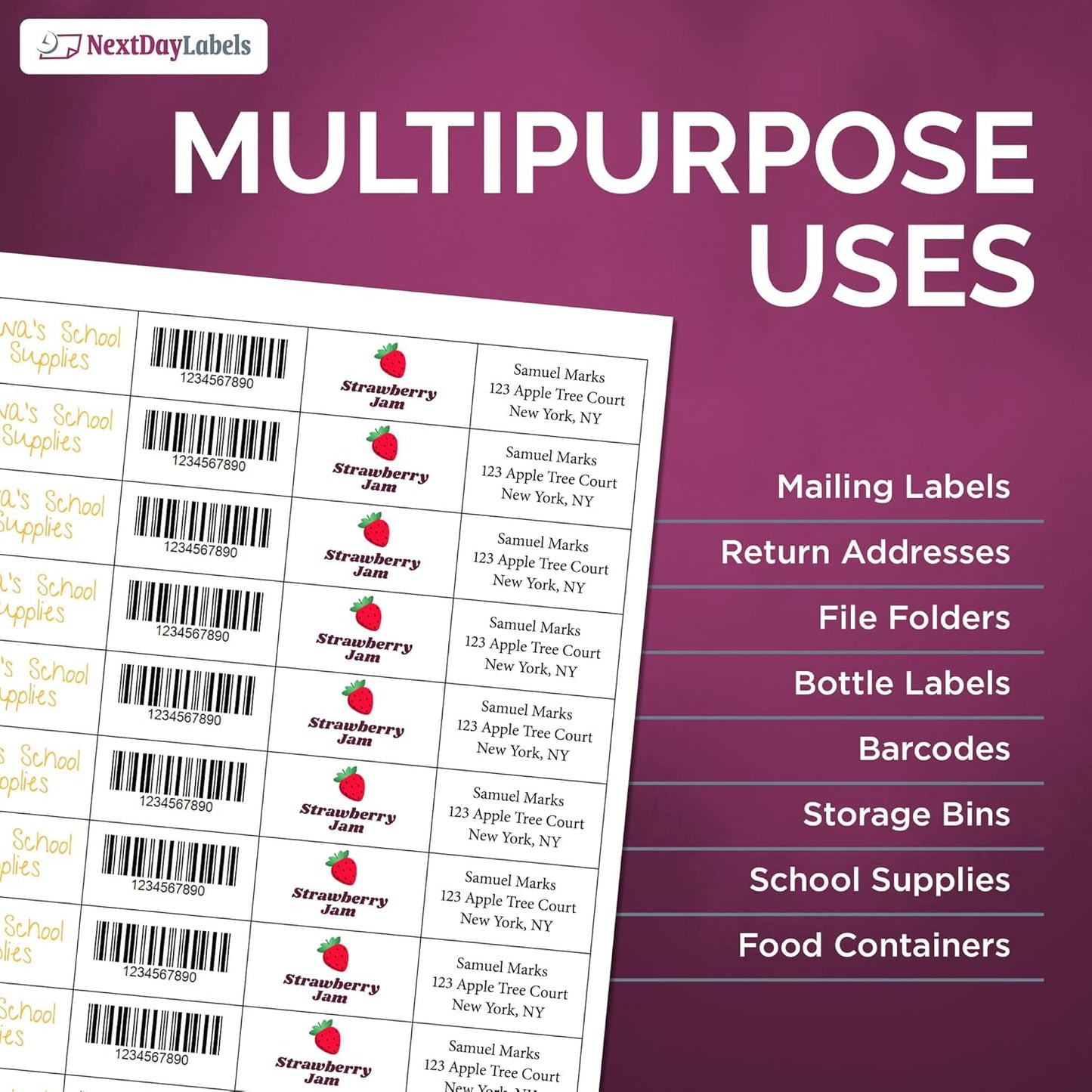 NextDayLabels – 2" x 1" Rectangular Sticker Labels for Printer - White Laser/Inkjet Printer Labels Return Address Labels Shipping Label Stickers (50 Sheets, 40 Per Sheet, 2000 Labels)