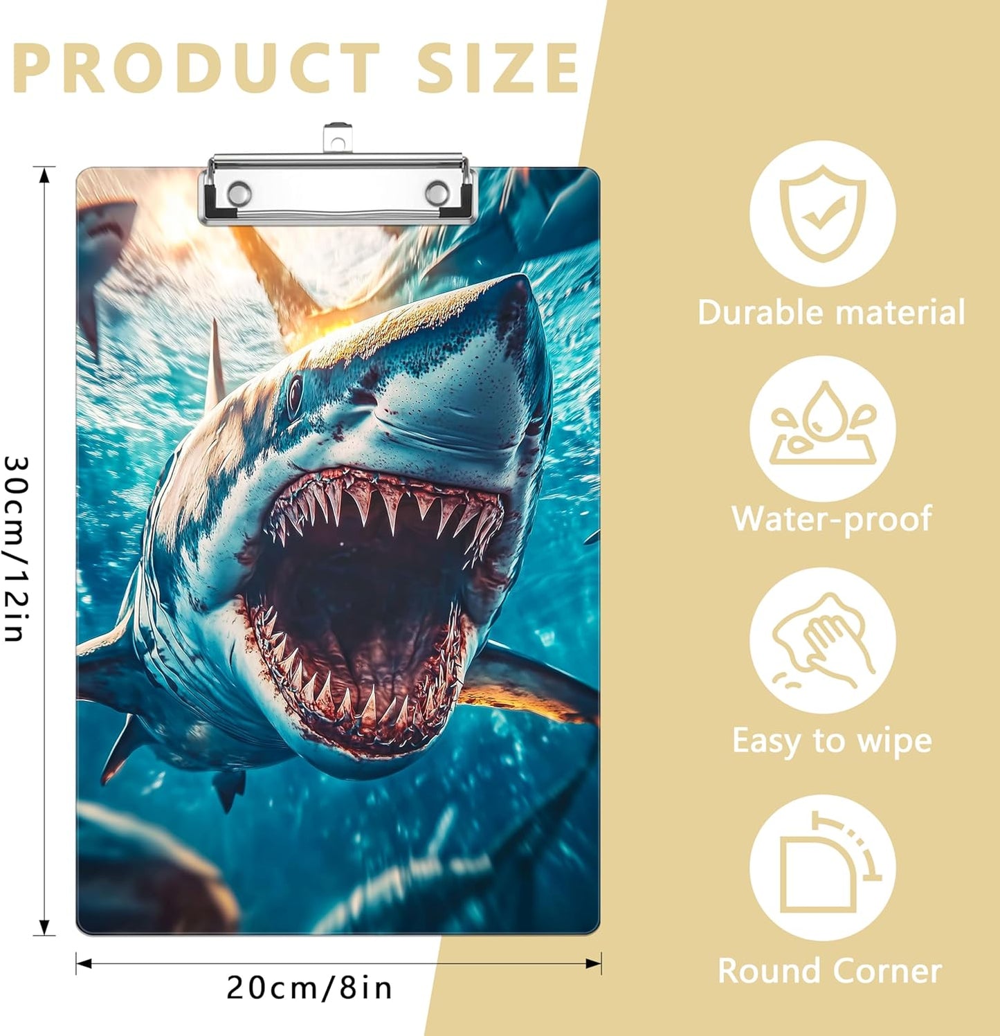 Blue Fish Plastic Clipboards,Decorative Plastic Acrylic Clipboard for Teacher Social Worker Students Office Supplies 8 * 12