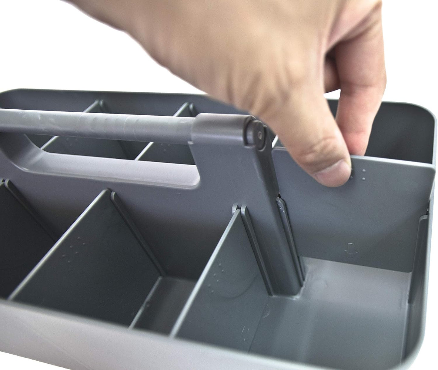 -Bulk Large Portable Caddy DIY Dividers, 8 Compartments, School Office,Portable Basket with Handle Storage Organizer Modern Made in USA (10 PACK, Orion Gray)