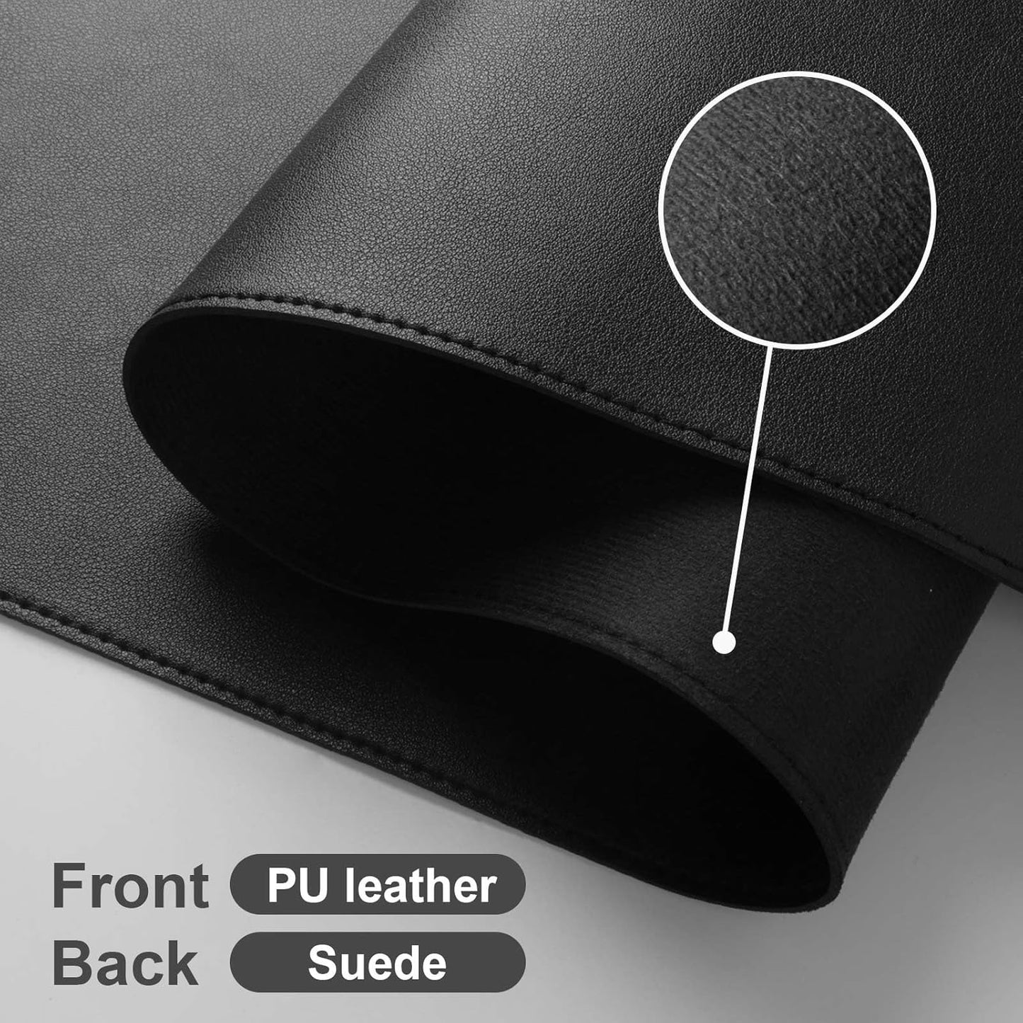 DAWNTREES Desk Mat Protector,PU Leather Laptop Pad,Non Slip, 23.6" x 13.8" Large Mouse Pad and Keyboard Mat, Waterproof Writing Pad for Office and Home (Black)