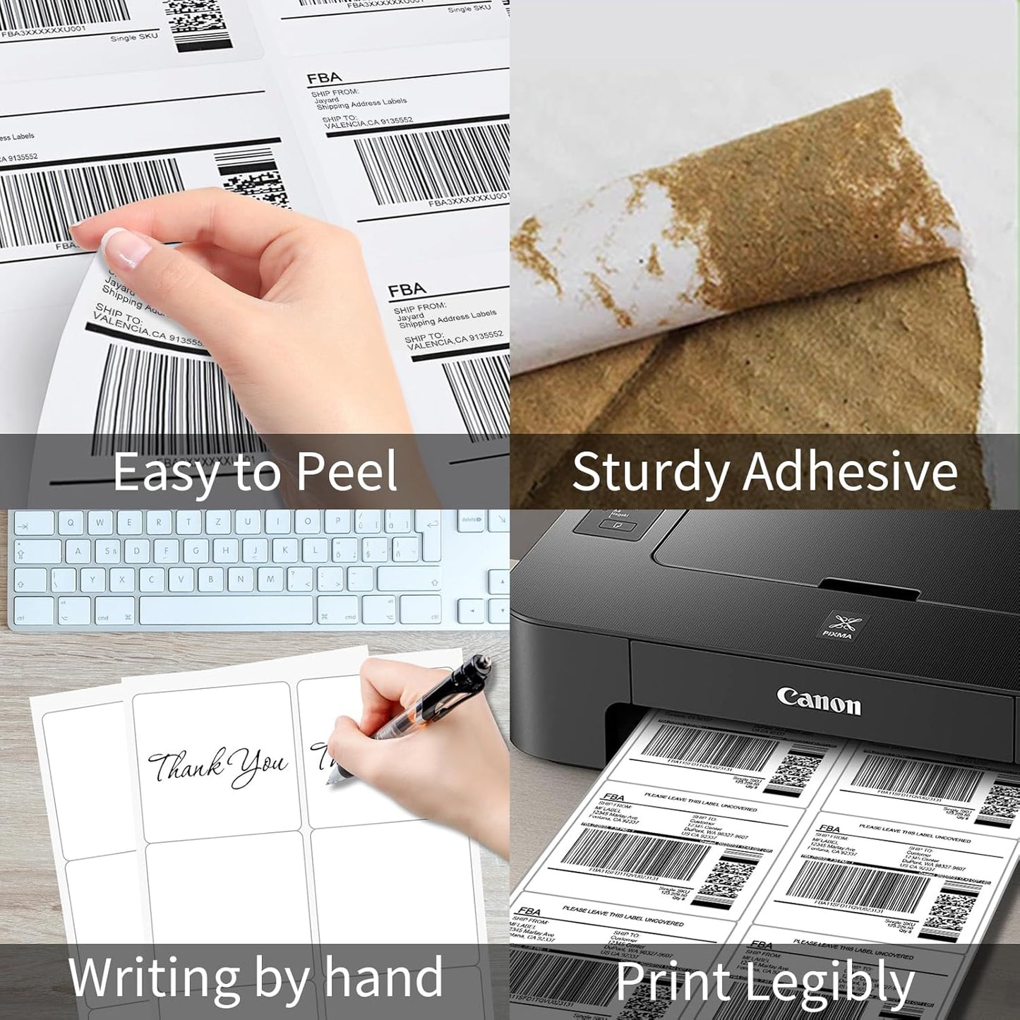 6 UP Labels, 4" x 3-1/3" Shipping Address Labels for Laser Inkjet Printer, Self Adhesive, Blank Mailing Sticker Printer Paper (500 Sheet=3000)