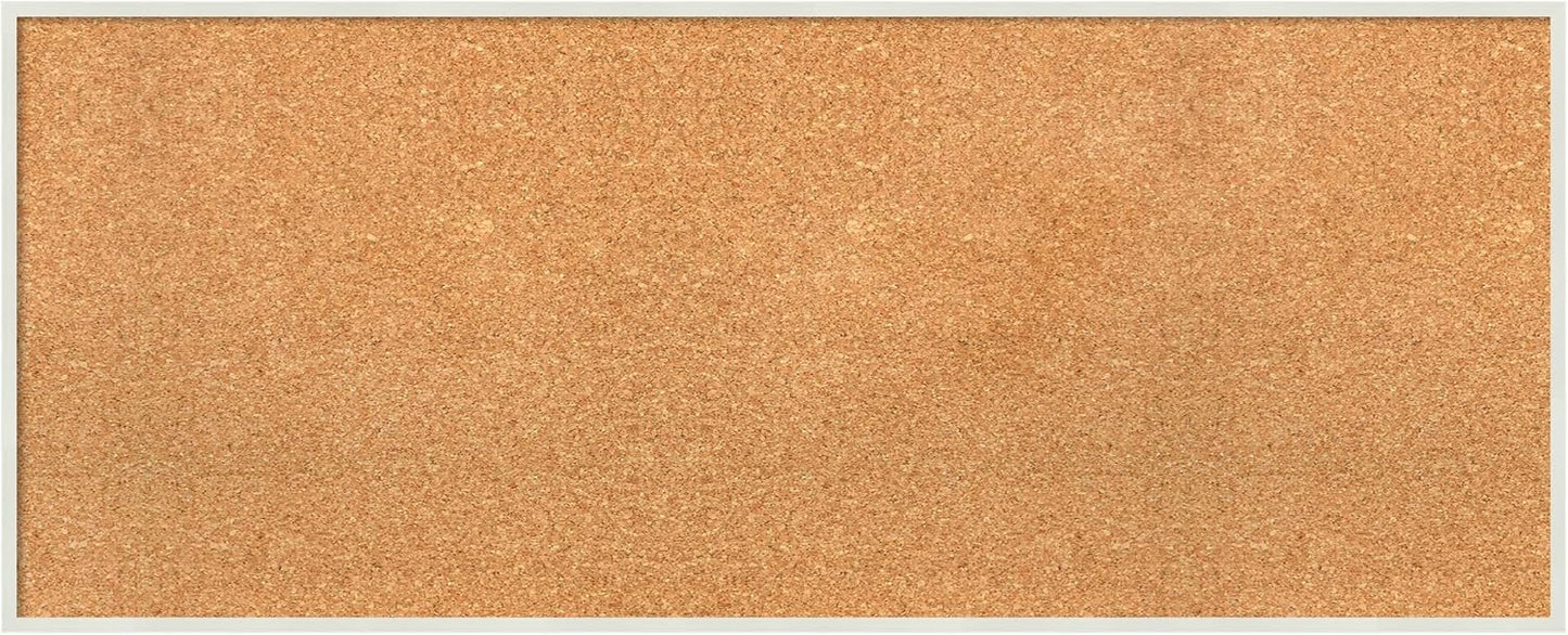 Amanti Art Natural Cork Board for Wall, 17x41 Vision Board with White Frame, Large Corkboard Office Decor for Home Organization, Modern Corkboard Pinboard to Display Items for Home Organization in