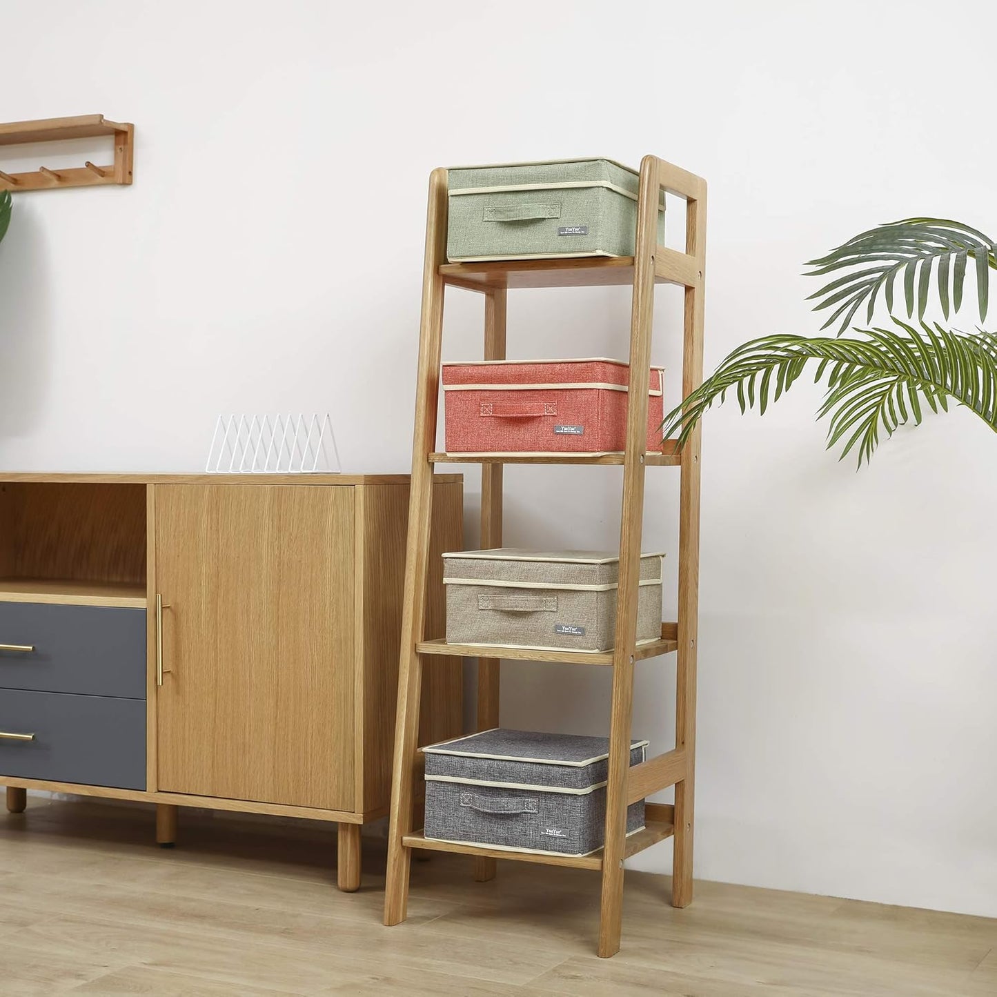 YueYue Cloth Foldable Fabric Bins Box Storage - 2 Pack 12.4 X 12 X 6.7 Inch Storage Bins With Lids Organizer Basket Gray - Bins Storage Shelves Closet Boxes Pack Collapsible