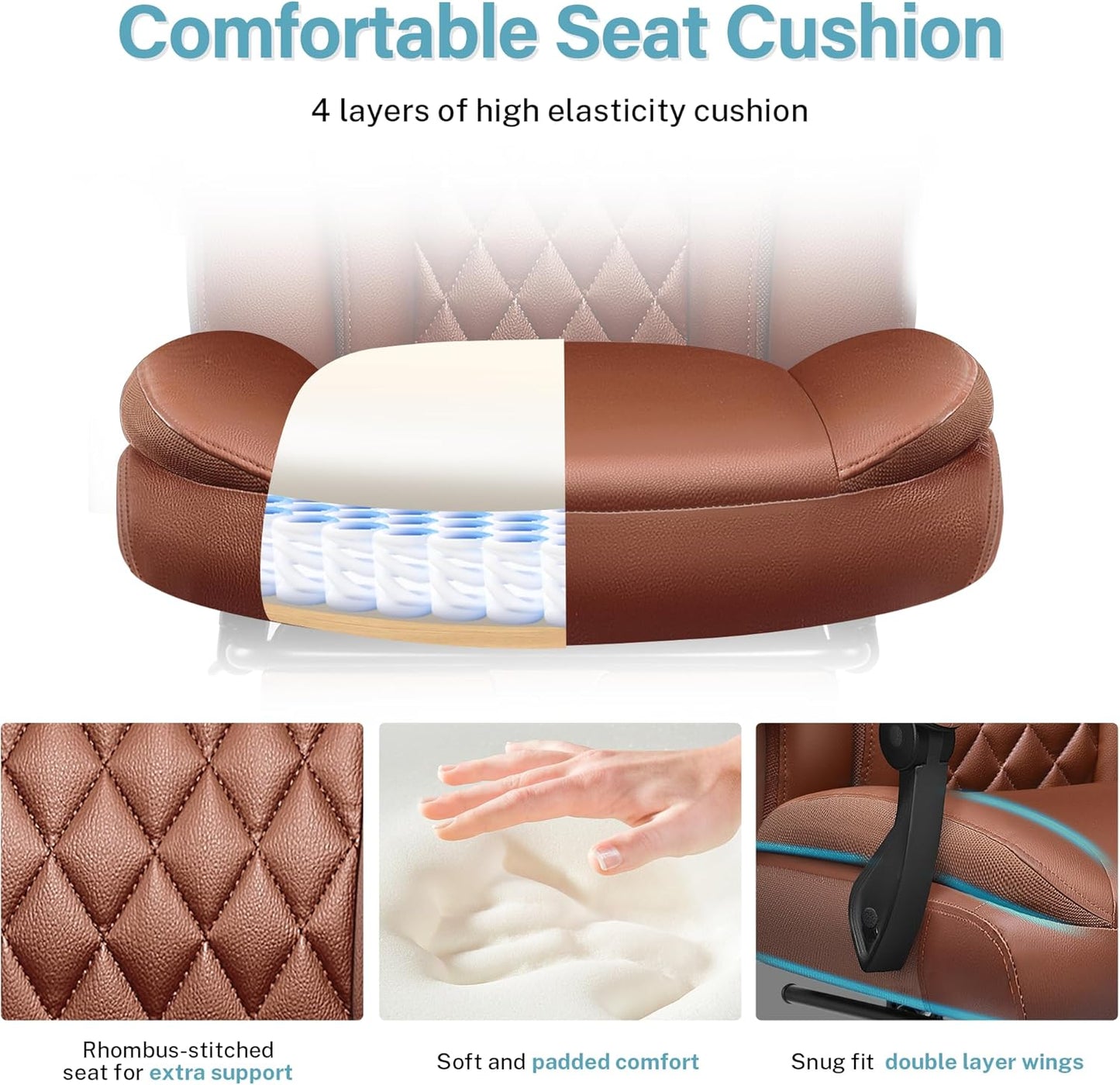 Executive Leather Office Chair, Big and Tall Office Chair with Footrest Home Office Desk Chairs, Ergonomic Computer Desk Chair with Lumbar Support, Reclining Office Chairs with Adjustable Angle