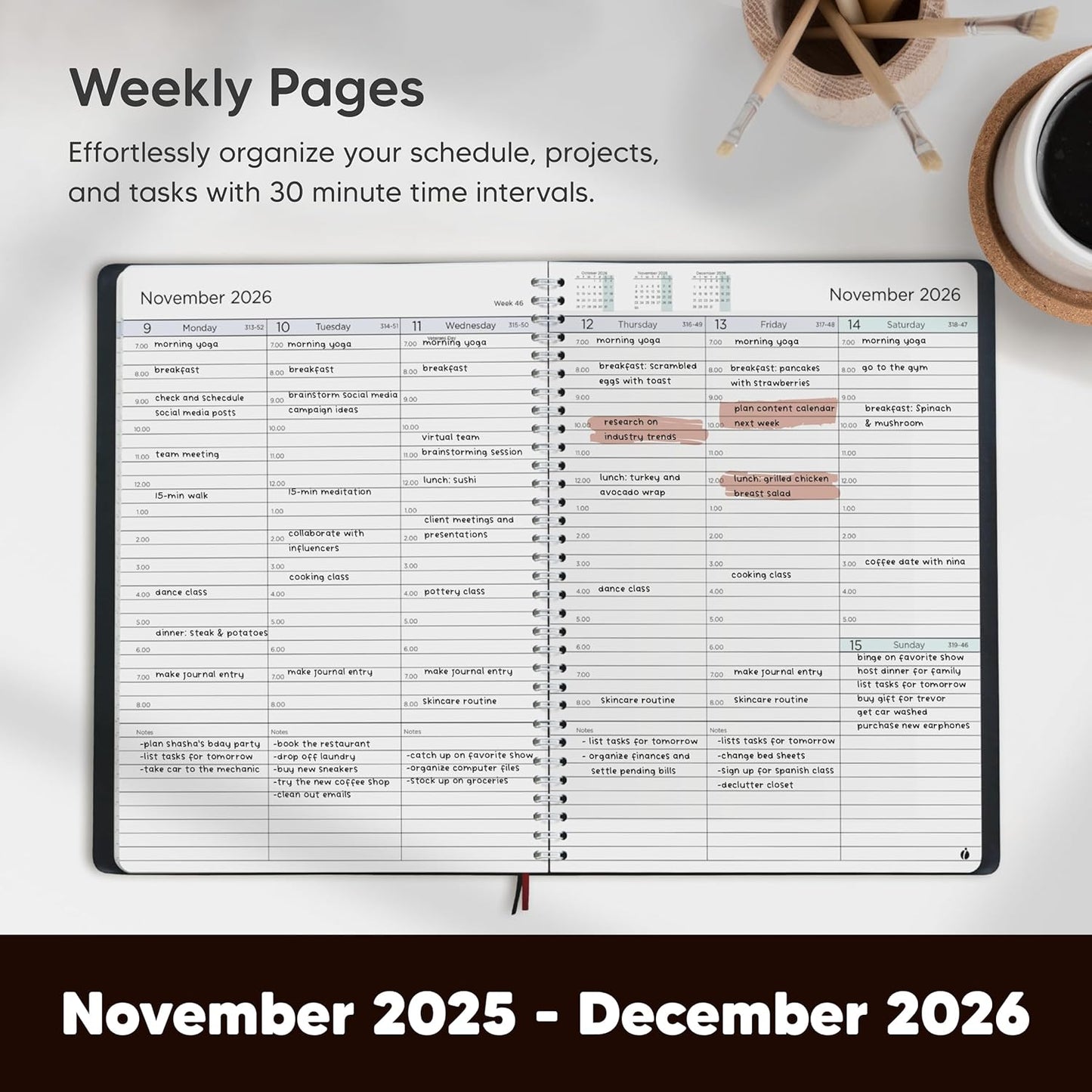 2026 Planner Weekly and Monthly – Hourly Appointment Book 2026 – Softcover, Twin-Wire Binding – Teacher Planner, Simple Design for Productivity – 8.5 x 11