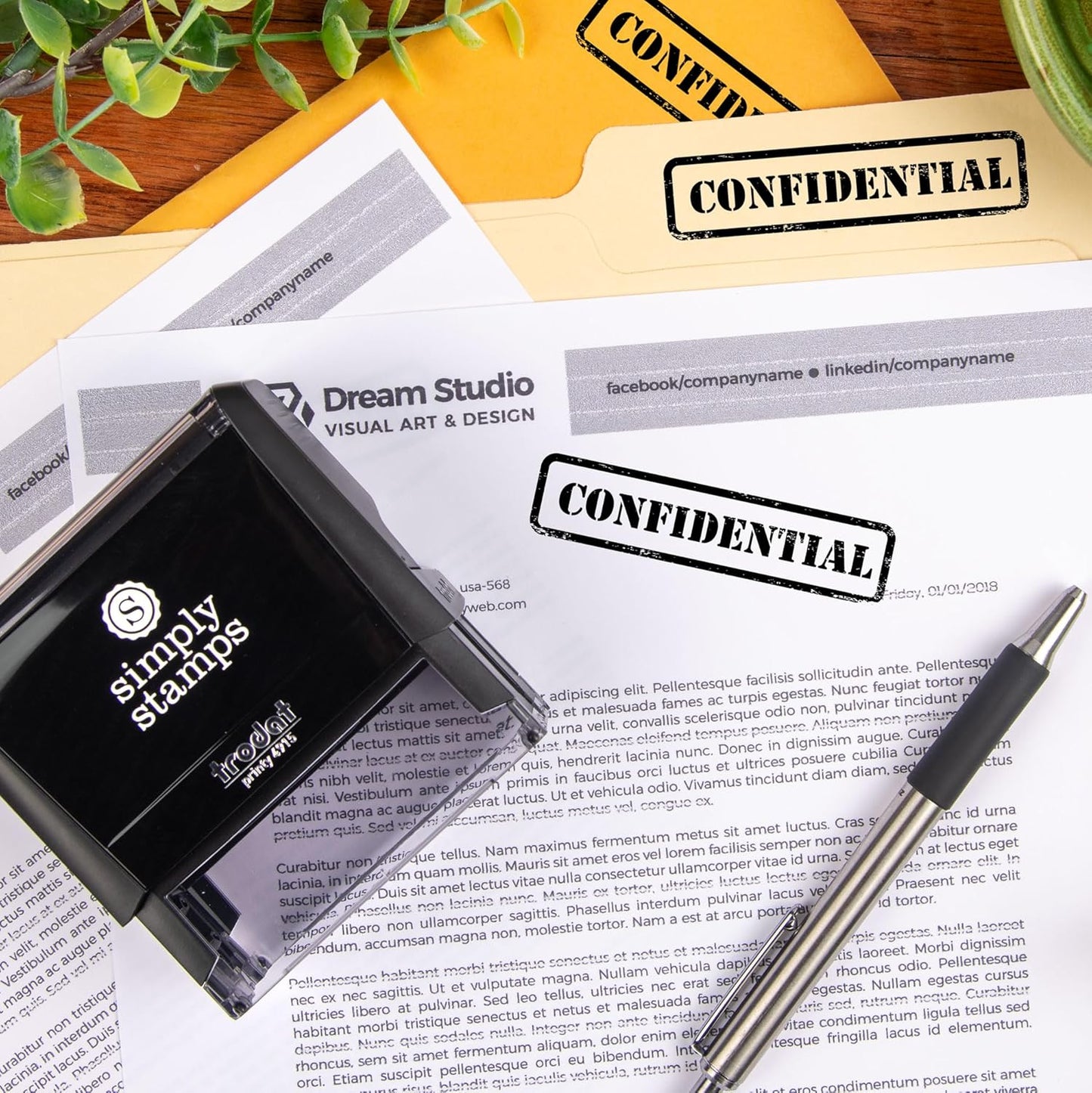 Confidential Office Stamp | 4 Different Sizes | 20 Designs | Multiple Color Options | Perfect for Quick Validation of Office Documents (Confidential, Xtra Wide)