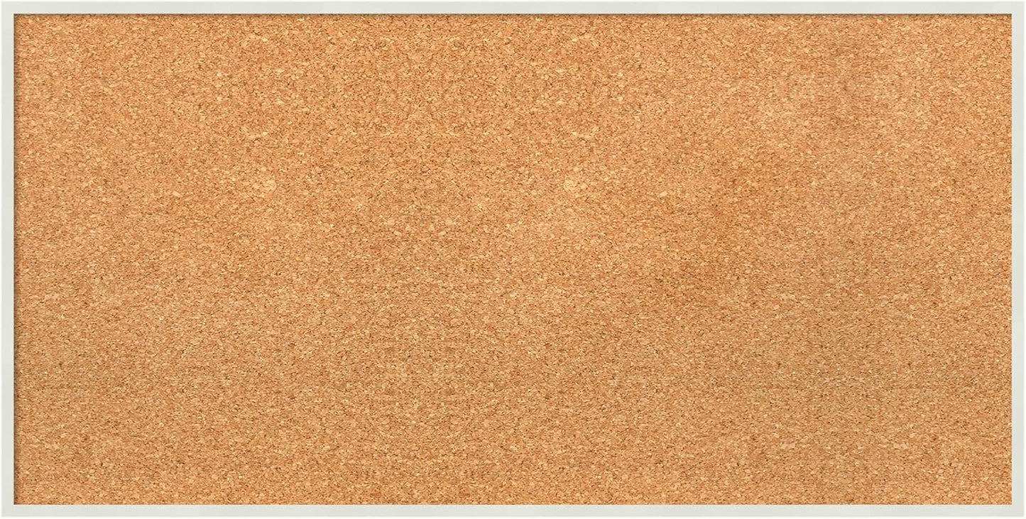 Amanti Art Natural Cork Board for Wall, 17x33 Vision Board with White Frame, Medium Corkboard Office Decor for Home Organization, Modern Corkboard Pinboard to Display Items for Home Organization in