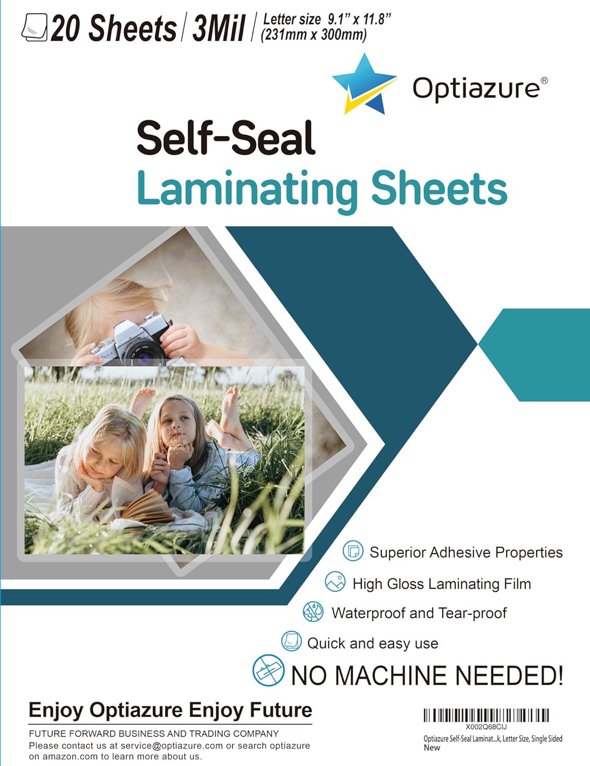 Self-Seal Laminating Sheets 9.1"x11.8" Inches, 3mil 20Pack, Letter Size, Single Sided