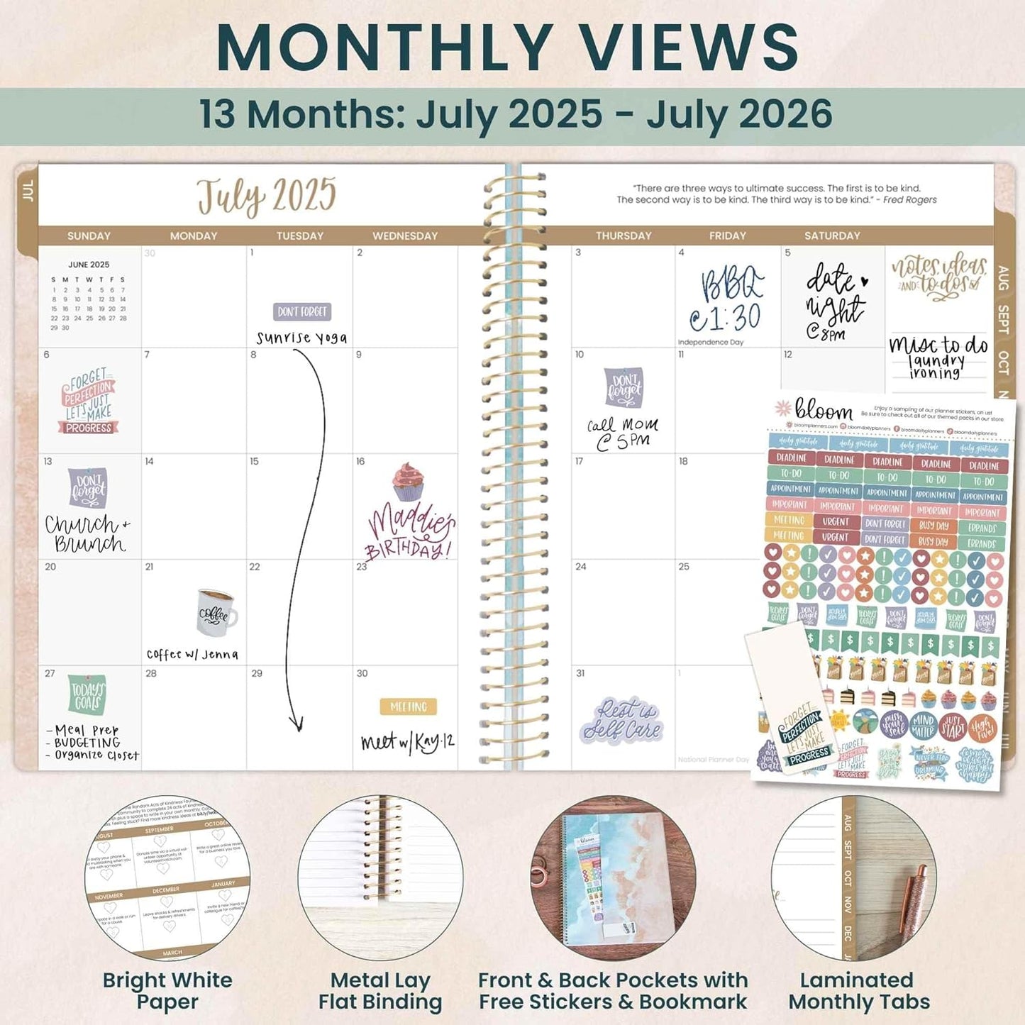 bloom daily planners 2025-2026 (8.5" x 11") Academic Year Day Planner (July 2025 - July 2026) - Weekly & Monthly Dated Agenda Organizer with Stickers & Tabs - Ocean Oasis