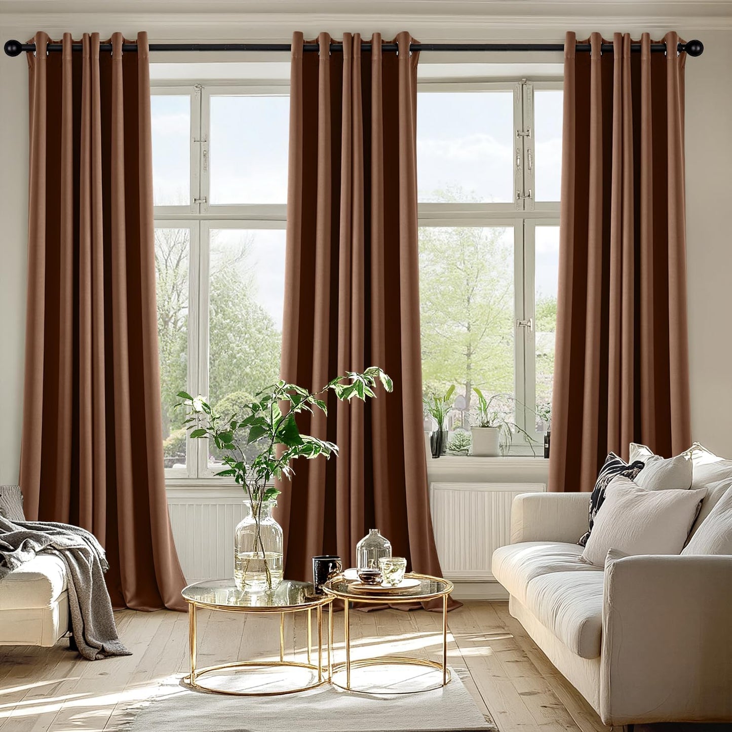 MIULEE Blackout Curtains for Bedroom Living Room 96 Inches Long 2 Panels, Thermal Insulated Room Darkening Drapes Solid Grommet Noise Reduction Light Blocking Window Treatments 40x96 Inch Mocha Brown