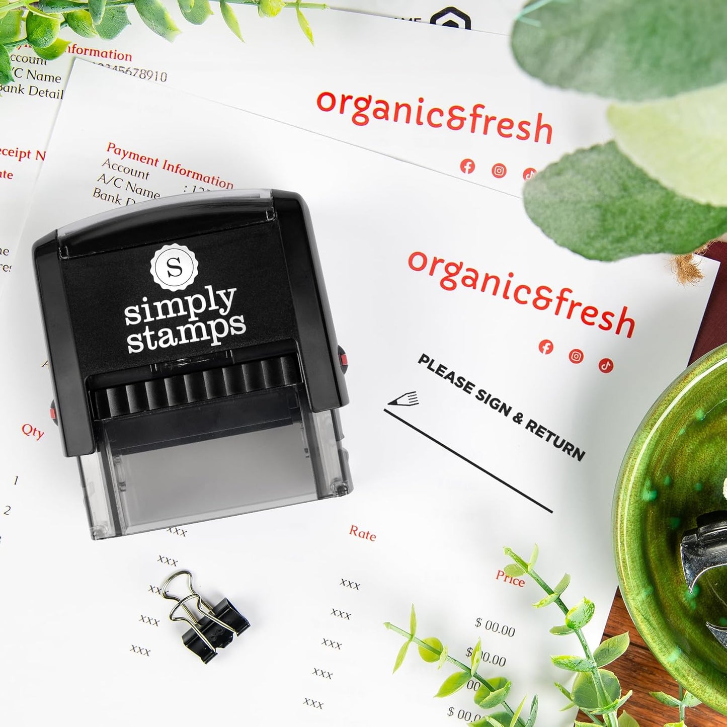 Please Sign & Return Office Stamp | 4 Different Sizes | 20 Designs | Multiple Color Options | Perfect for Quick Validation of Office Documents (Please Sign & Return, Medium)