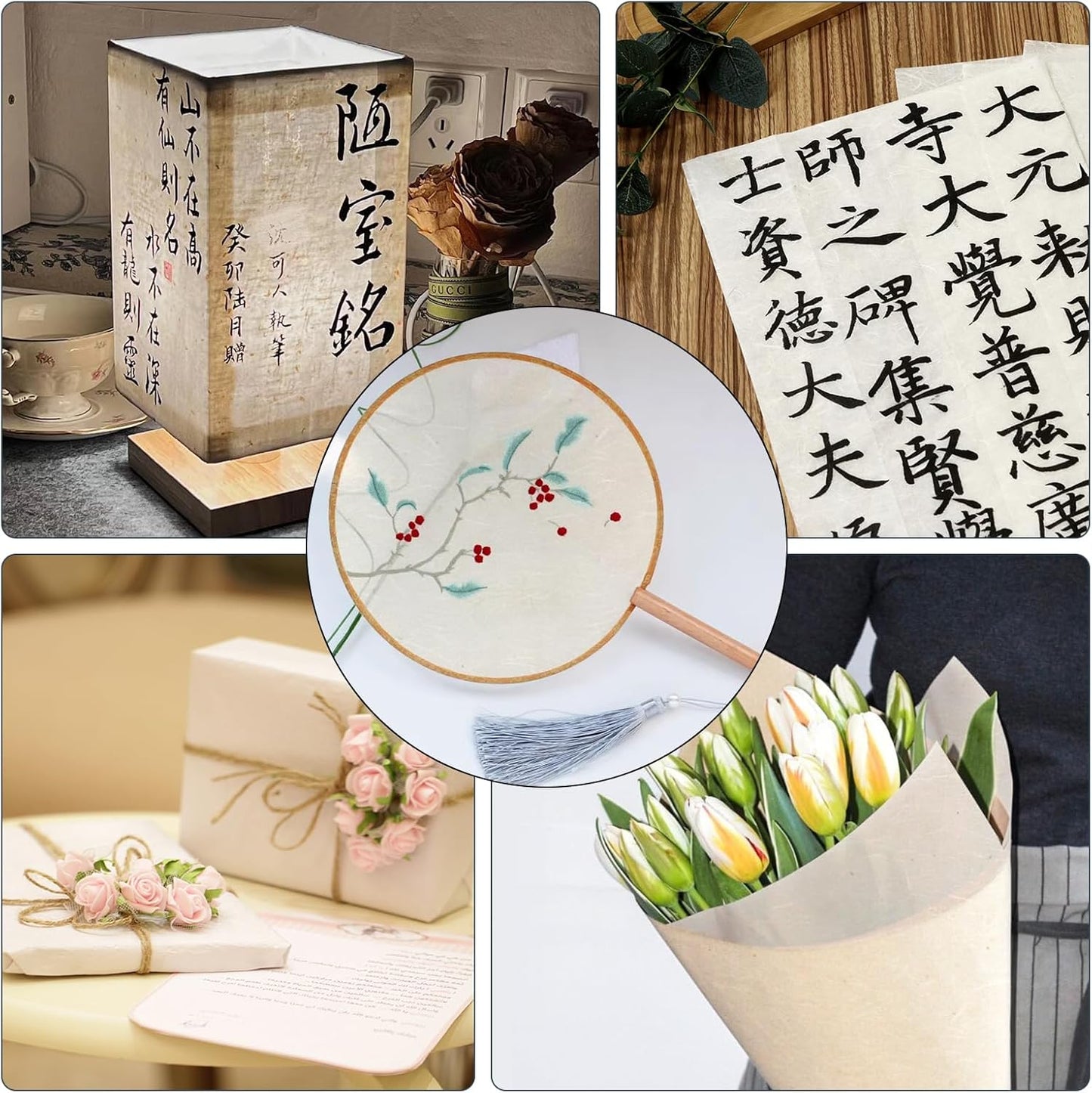 100 Sheets FIVEIZERO A4 Mulberry Paper Sheets Natural Fiber Rice Paper,8.3 x 11.7in Natural Decoupage Tissue Papers for Writing Painting, Decorative Papers, Card MakingPapers DIY Craft