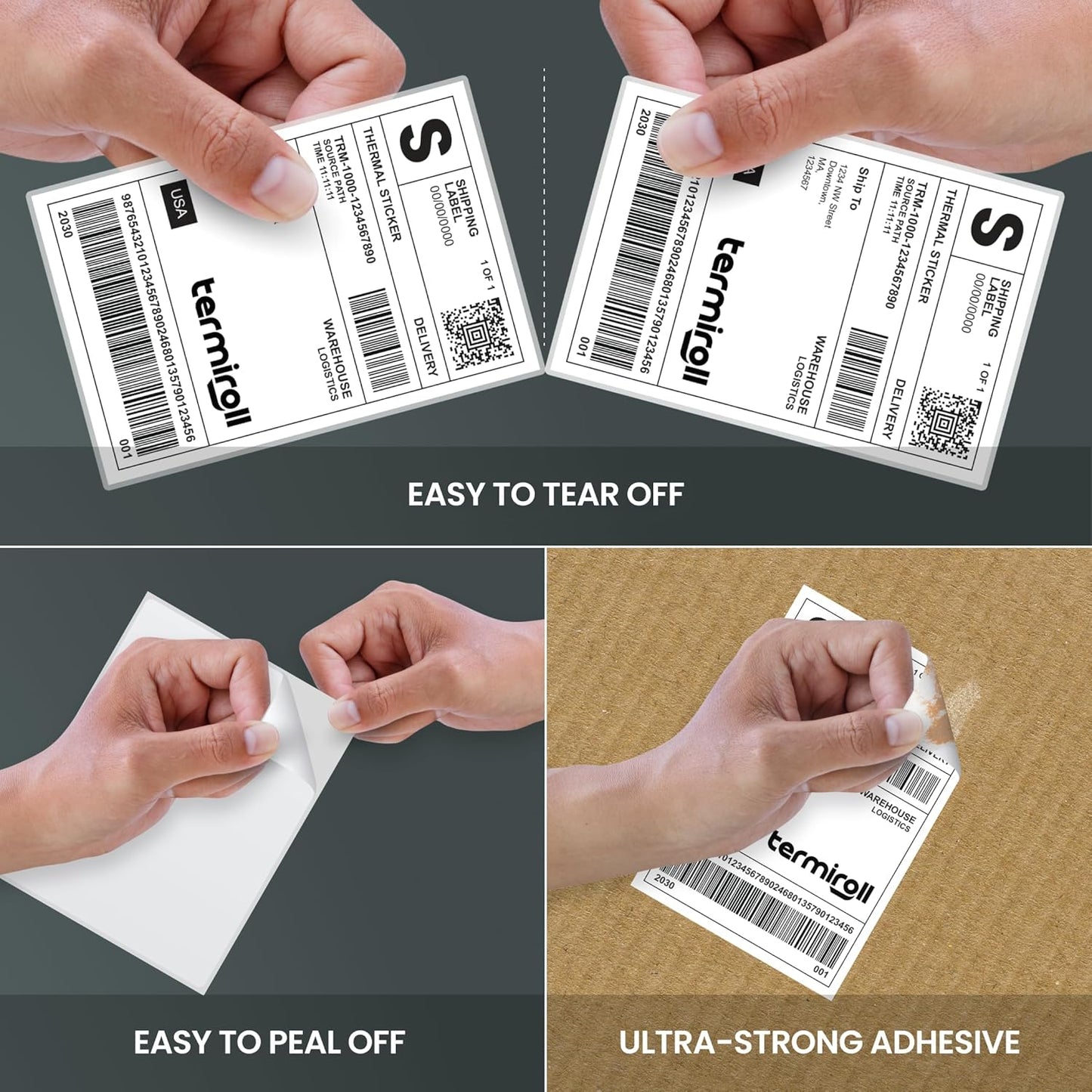 4x6 Direct Thermal Shipping Labels – 500 Fanfold Labels Perforated – Compatible with Rollo, Zebra, iDPRT & More – Strong Adhesive - BPA-Free – Mailing & Barcode Labels for Small Business by TERMIROLL