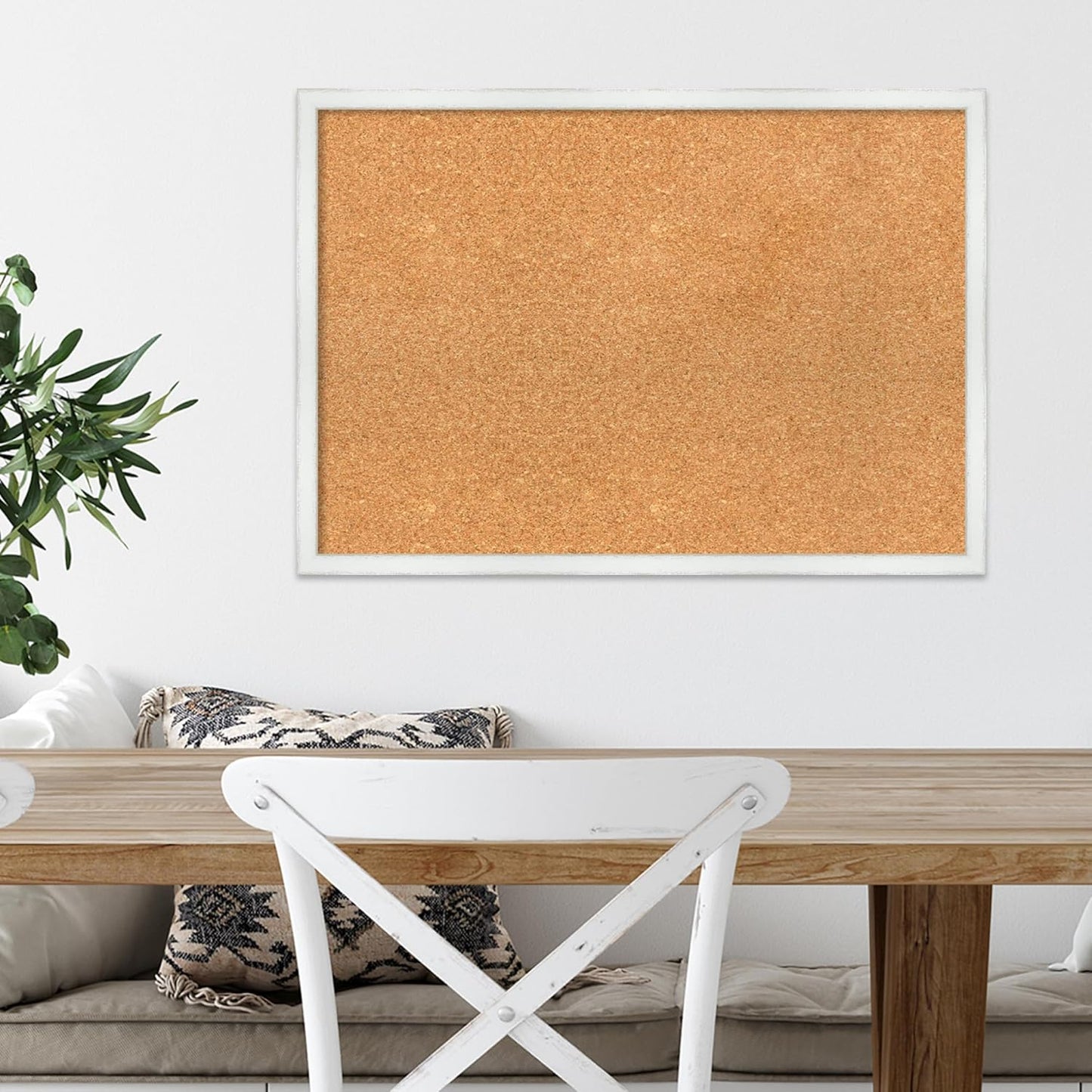 Amanti Art Natural Cork Board for Wall, 19x27 Vision Board with White Frame, Medium Corkboard Office Decor for Home Organization, Country Rustic Corkboard Pinboard to Display Items for Home