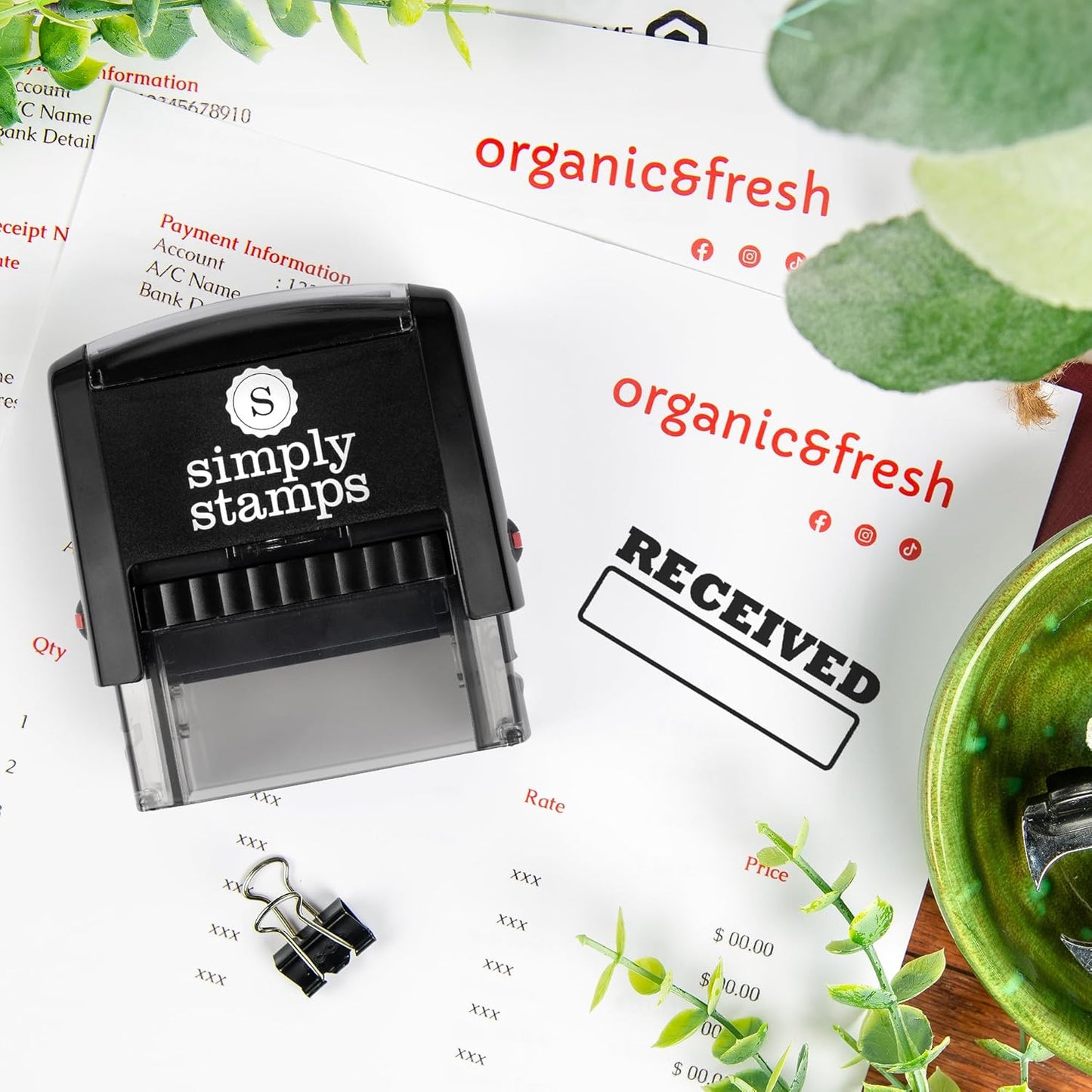 Received Office Stamp | 4 Different Sizes | 20 Designs | Multiple Color Options | Perfect for Quick Validation of Office Documents (Received, Medium)