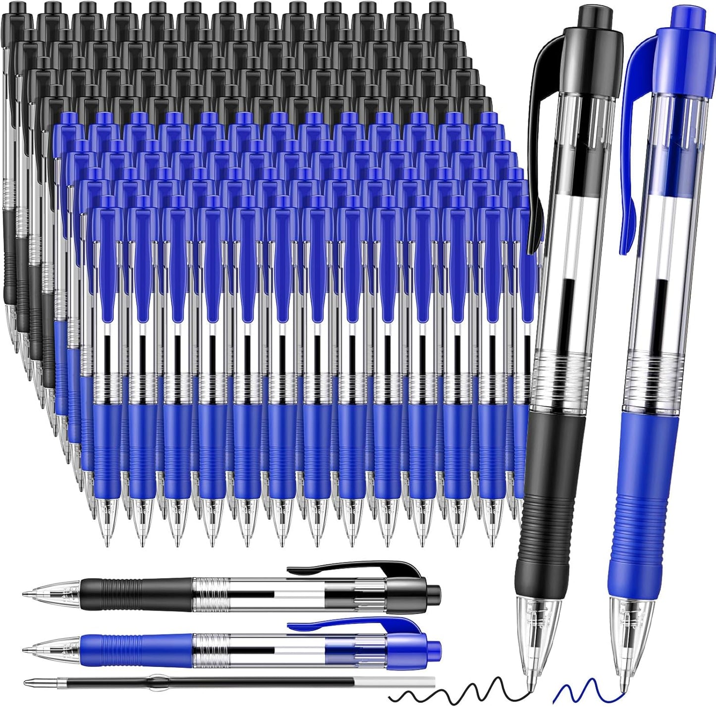 Fulmoon 100 Pcs Gel Ink Pens Retractable Ballpoint Medium Point 1.0 mm Ballpoint Smooth Writing Click Pens for Journal Writing Office Home(Black and Blue Ink)