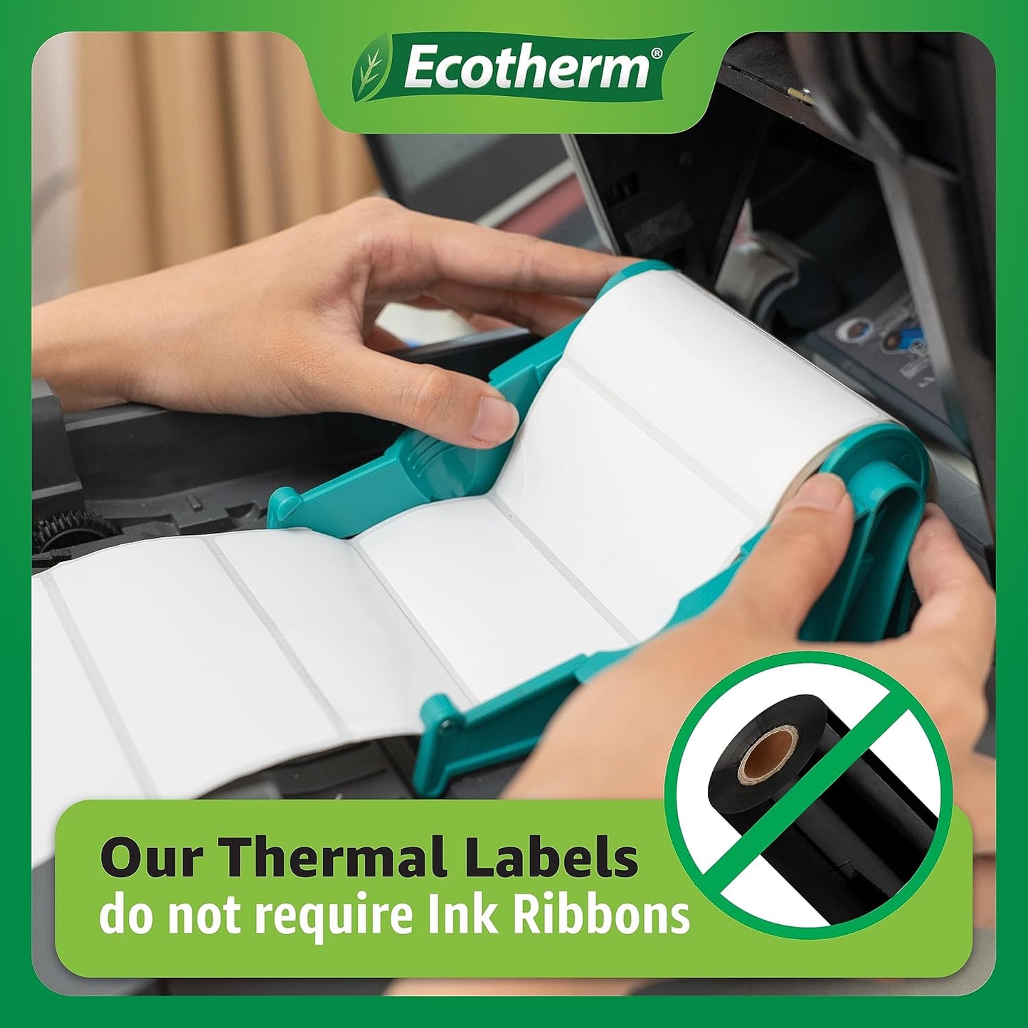 4" x 1" Thermal Labels | 4 Rolls | 5360 Labels | fits Zebra, Munbyn, Rollo, Godex, Arkscan, iDPRT, Offnova Thermal Label Printers and More | Blank White Adhesive Stickers by Ecotherm