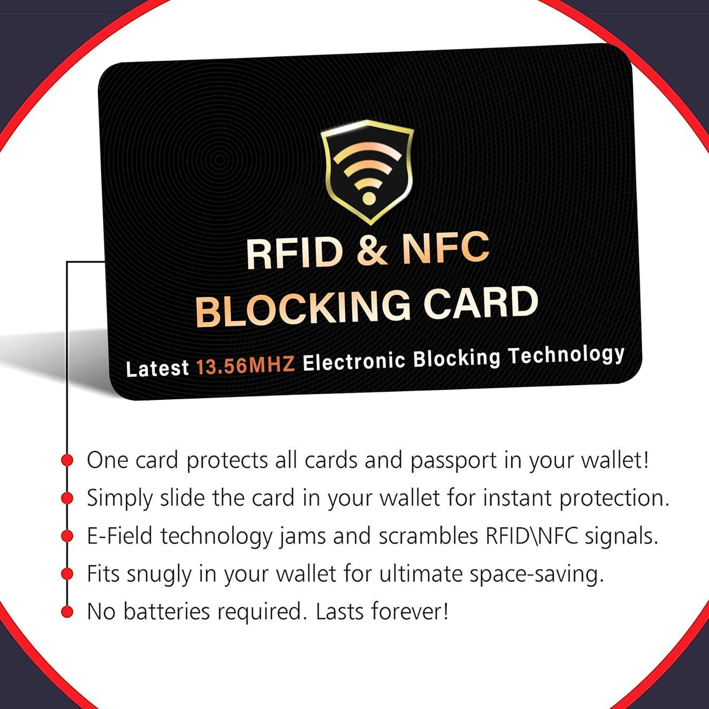 SaiTech IT 2 Pack RFID Blocking Card, One Card Protects Entire Wallet Purse, NFC Contactless Bank Debit Credit Card Protector ID ATM Guard Card Blocker–(Black)