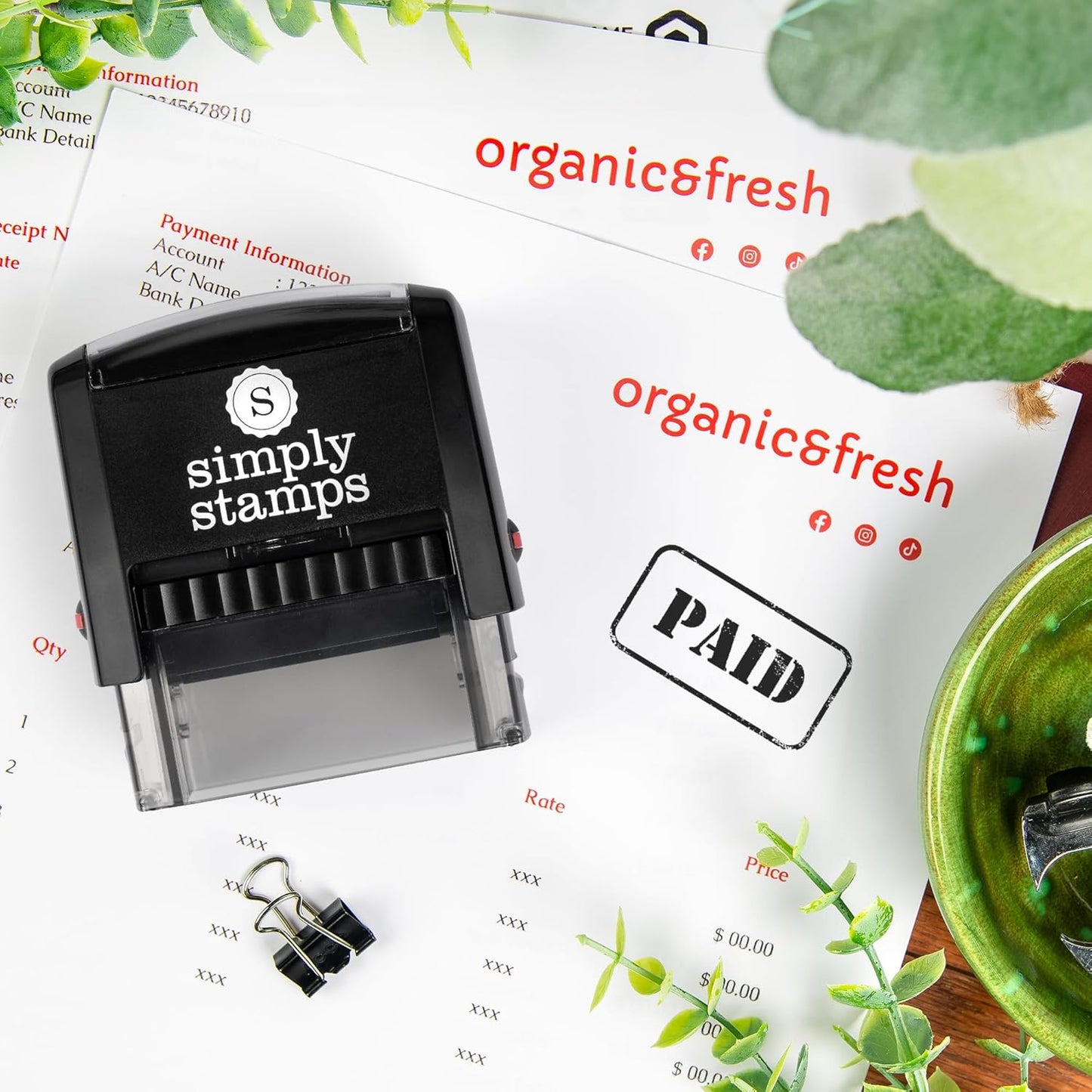 Paid Office Stamp | 4 Different Sizes | 20 Designs | Multiple Color Options | Perfect for Quick Validation of Office Documents (Paid, Medium)