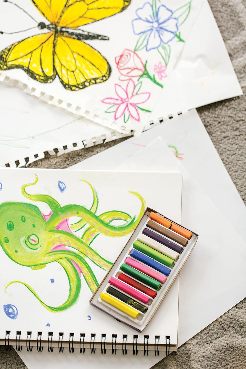 Prang Pastello Paper Chalk, Square, Assorted Colors, 24 Count