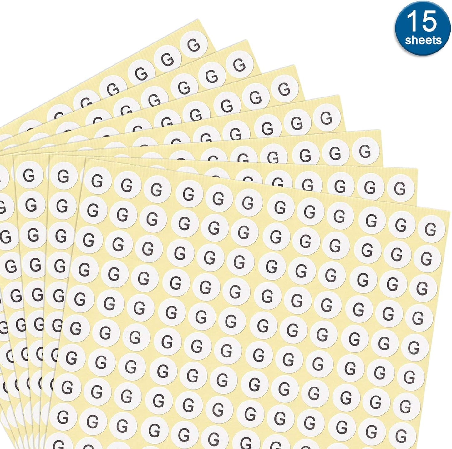 dealzEpic - Alphabet Stickers of The Letter G - Small Round Paper Self-Adhesive Peel and Stick Letter Labels - Set of 15 Sheets
