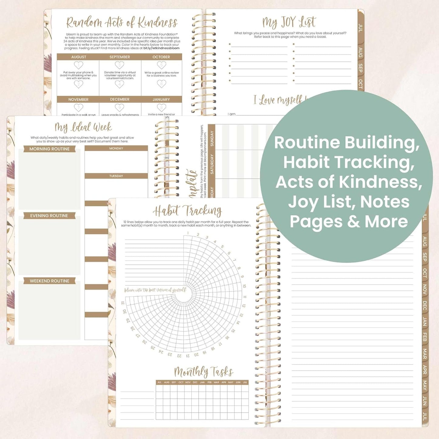 bloom daily planners 2025-2026 Academic Year Daily Planner (July 2025 - July 2026) - Weekly & Monthly Calendar Agenda Organizer Book with Stickers & Bookmark - 5.5" x 8.25" - Butterfly Garden