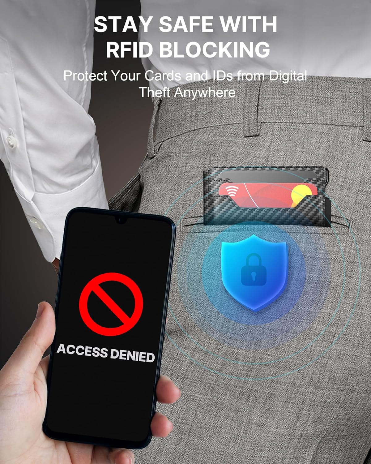 typecase Wallet for Men: Rfid-blocking with Money Clip Slim Leather Bifold ID Window Smart Pop Up Card Case Front Pocket Wallet with Gift Box (Black Orange)