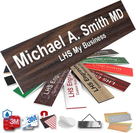 Engraved Custom Door Plate Teak Plastic Office Door Sign with White Letters - Made in USA 2x4 N7