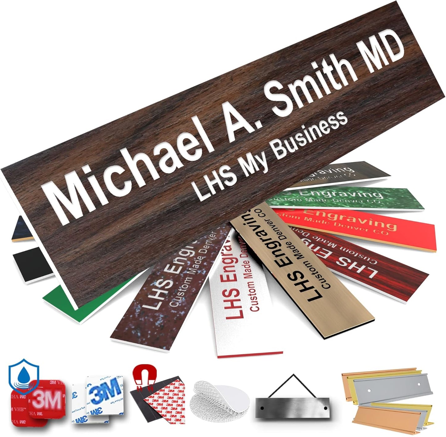 Engraved Custom Door Plate Teak Plastic Office Door Sign with White Letters - Made in USA 2x12 N7