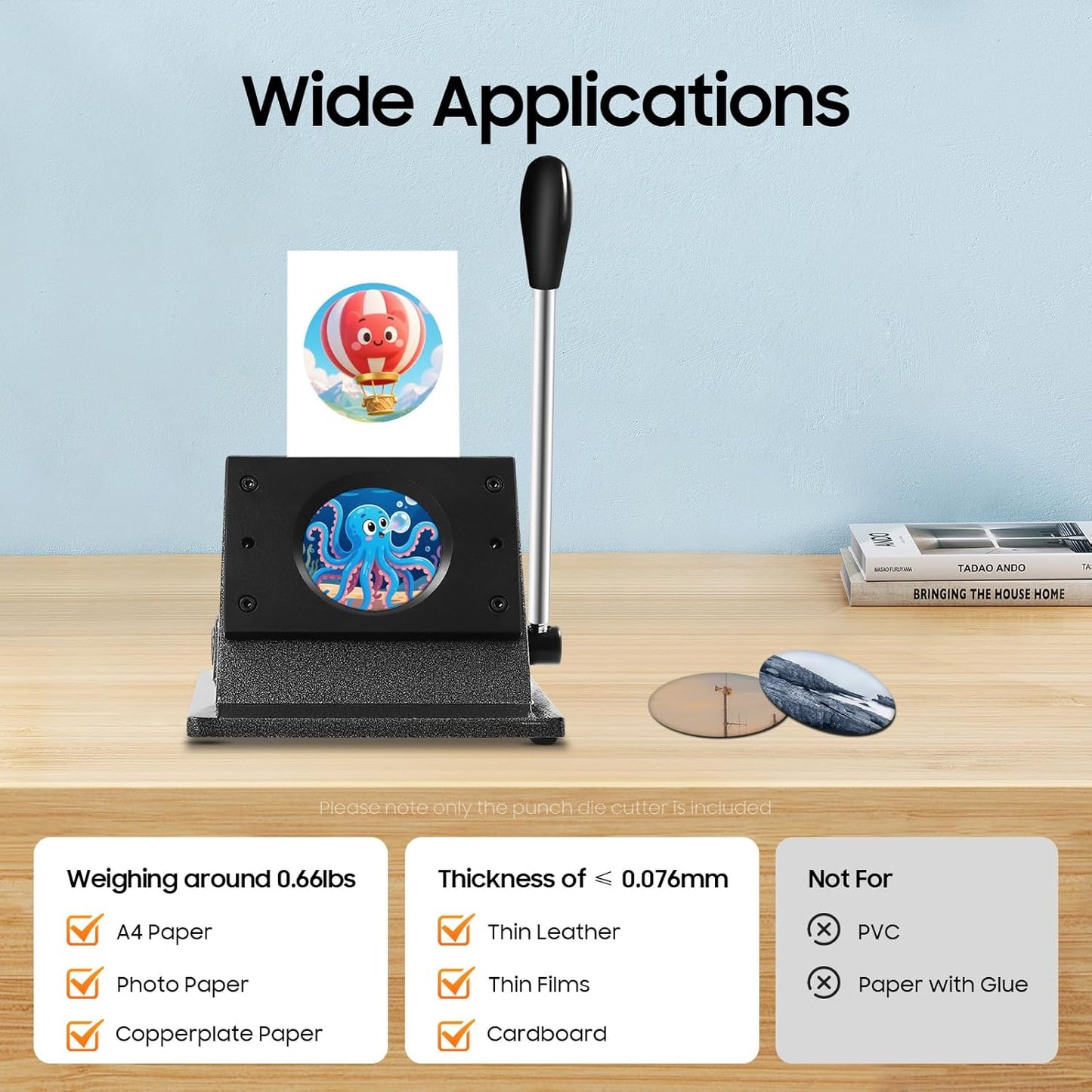 2.28" /58mm Button Paper Cutter, Button Pin Maker, Circle Punch, Manual Circle Cutter for DIY Button Making Scrapeboards Cardstocks Cutting