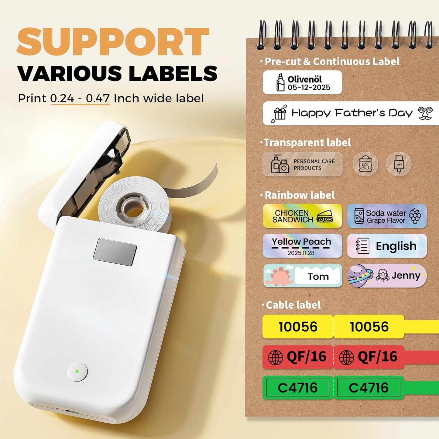Label Maker, Label Maker Machine with Tape, Portable Bluetooth Label Printer with Little Space, Mini D10 Label Machine with Multiple Personalized Templates for Family School