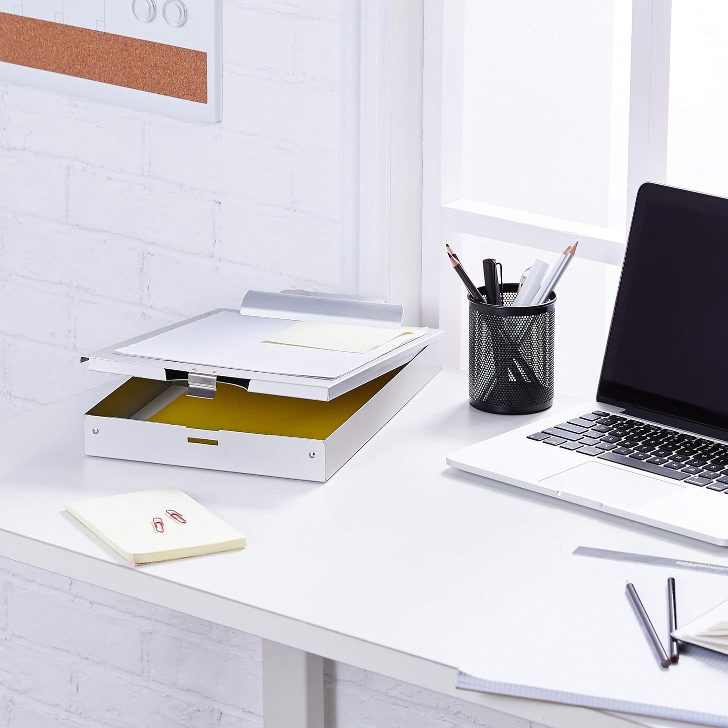 Amazon Basics Metal Storage Clipboard, Three-Tier, Pack of 10, letter size, Silver