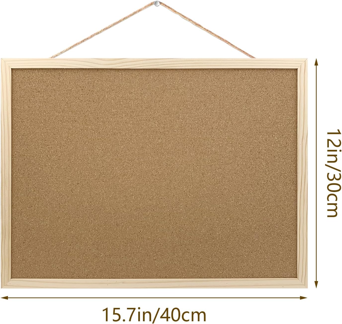 GDMINLO Cork Board Bulletin Board, 15.7"X 11.81" pin Boards for Walls, Oak Wood Finish Frame, Wall Mounted Cork Board for Office Home and School(Pins, Eye Bolts, gaskets, Screws)