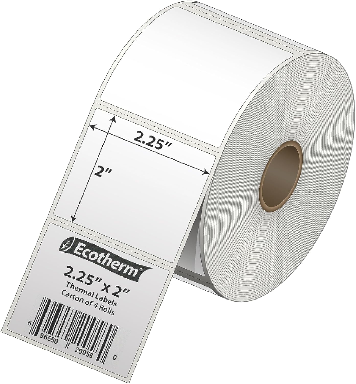 2.25" x 2" Thermal Labels | 4 Rolls | 2940 Labels | fits Zebra, Munbyn, Rollo, Godex, Arkscan, iDPRT, Offnova Thermal Label Printers and More | Blank White Adhesive Stickers by Ecotherm