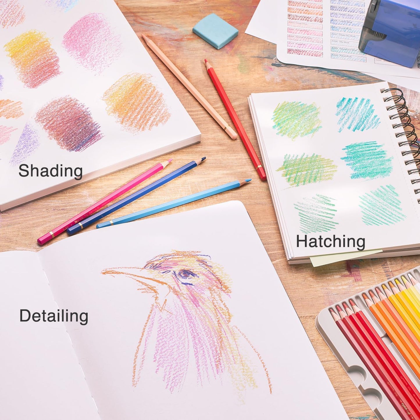 ARTISTIC EYE Premium Colored Pencils | Set of 48, Quality 3.8mm Soft Core Leads, Rich & Vibrant Colors, Blendable, Perfect for Beginner & Advanced Artists