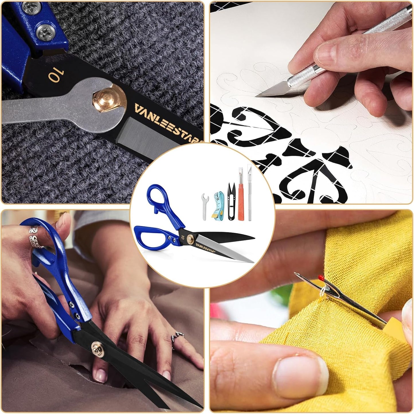 Fabric Scissors 10'' Dressmaker Shears - Professional Grade Dressmaker Shears, Sharpest Sewing Scissors for Denim, Leather, Sewing, Embroidery and Crafts, etc