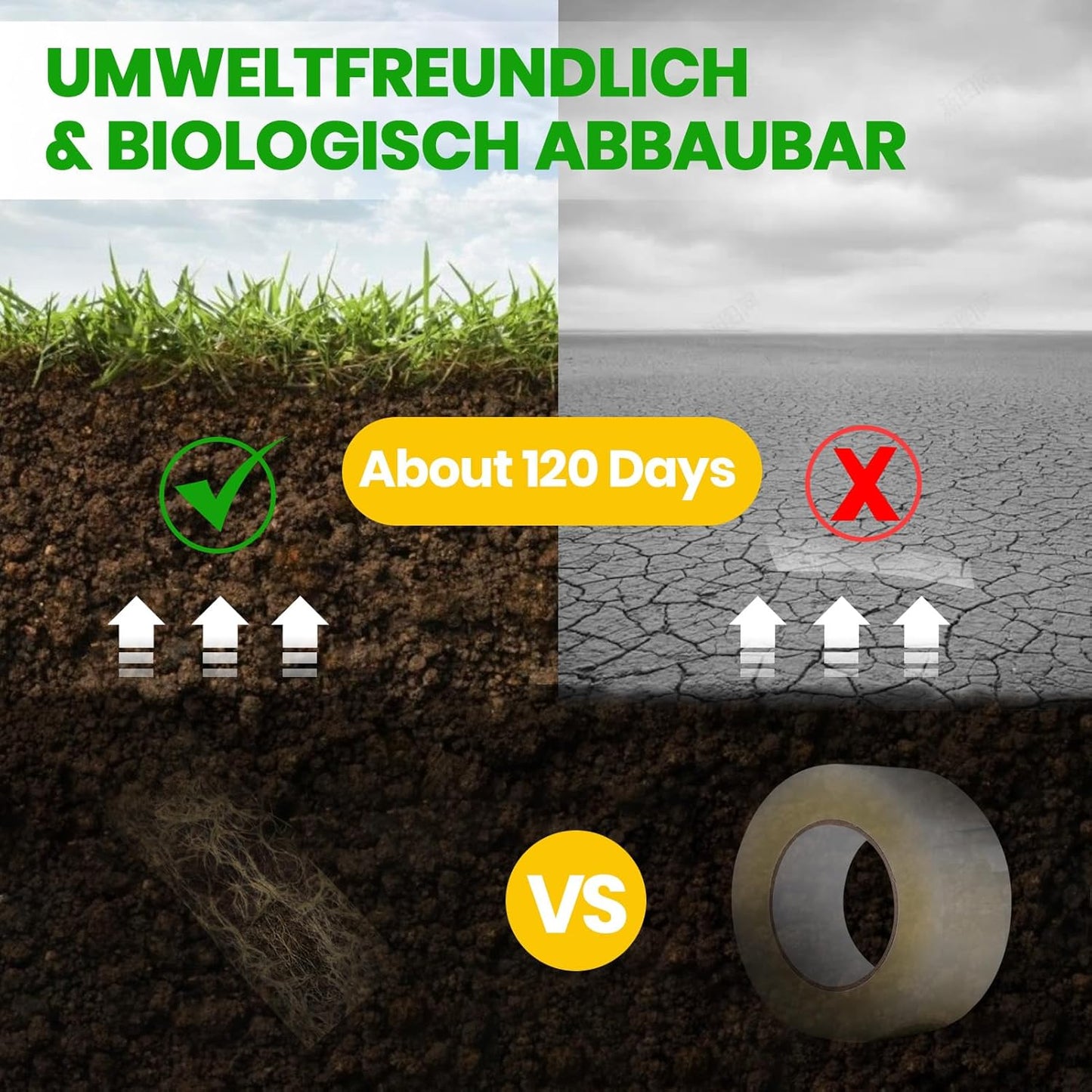 ADHES Kraft Paper Tape, 2 Inch x 60 Yards x 12 Rolls, Biodegradable Paper Packing Tape Writable & Uncoated Brown Shipping Tape for Shipping, Moving, Sealing