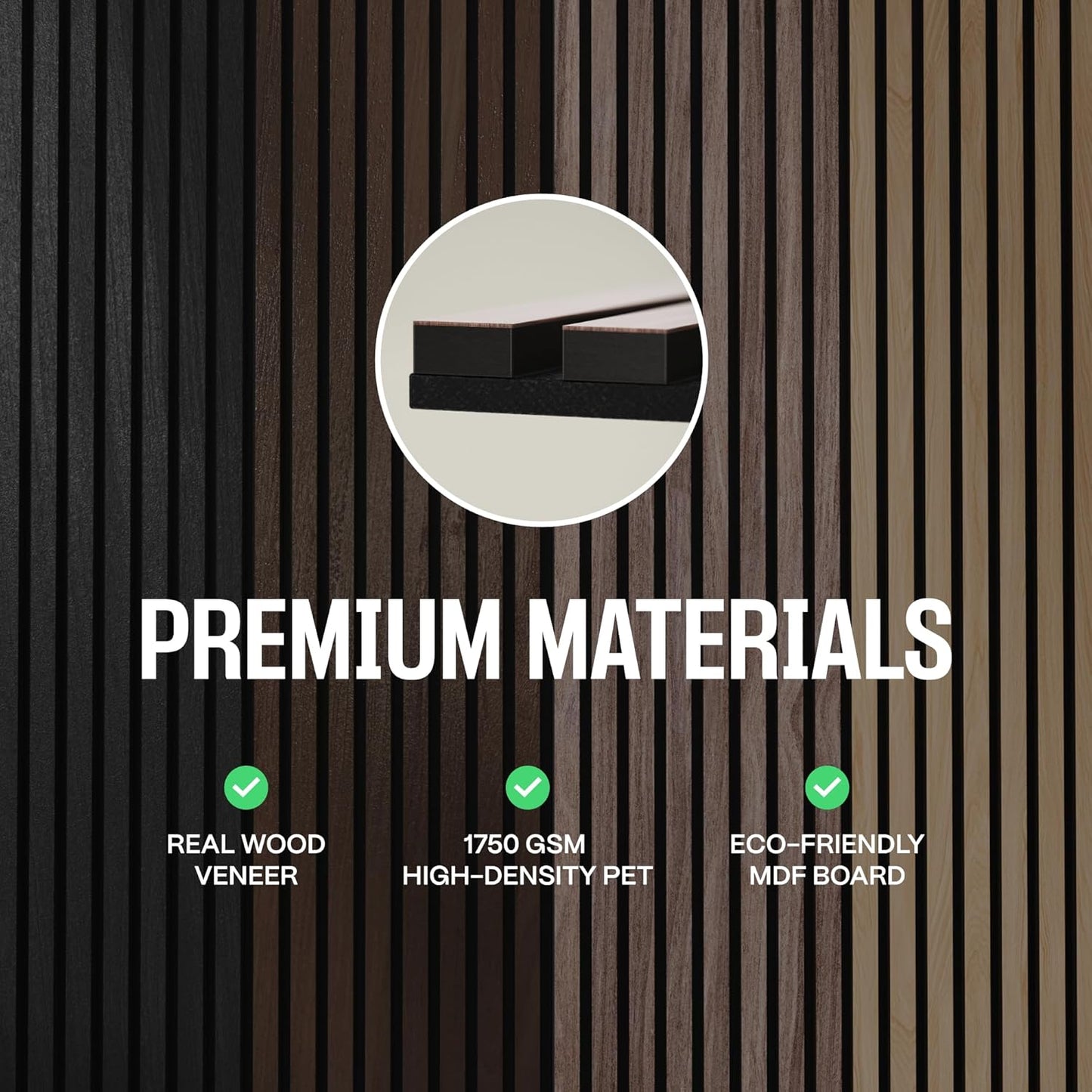 2-Pack Acoustic Wood Slat Panels - Soundproof Wall Paneling for Interior Decor