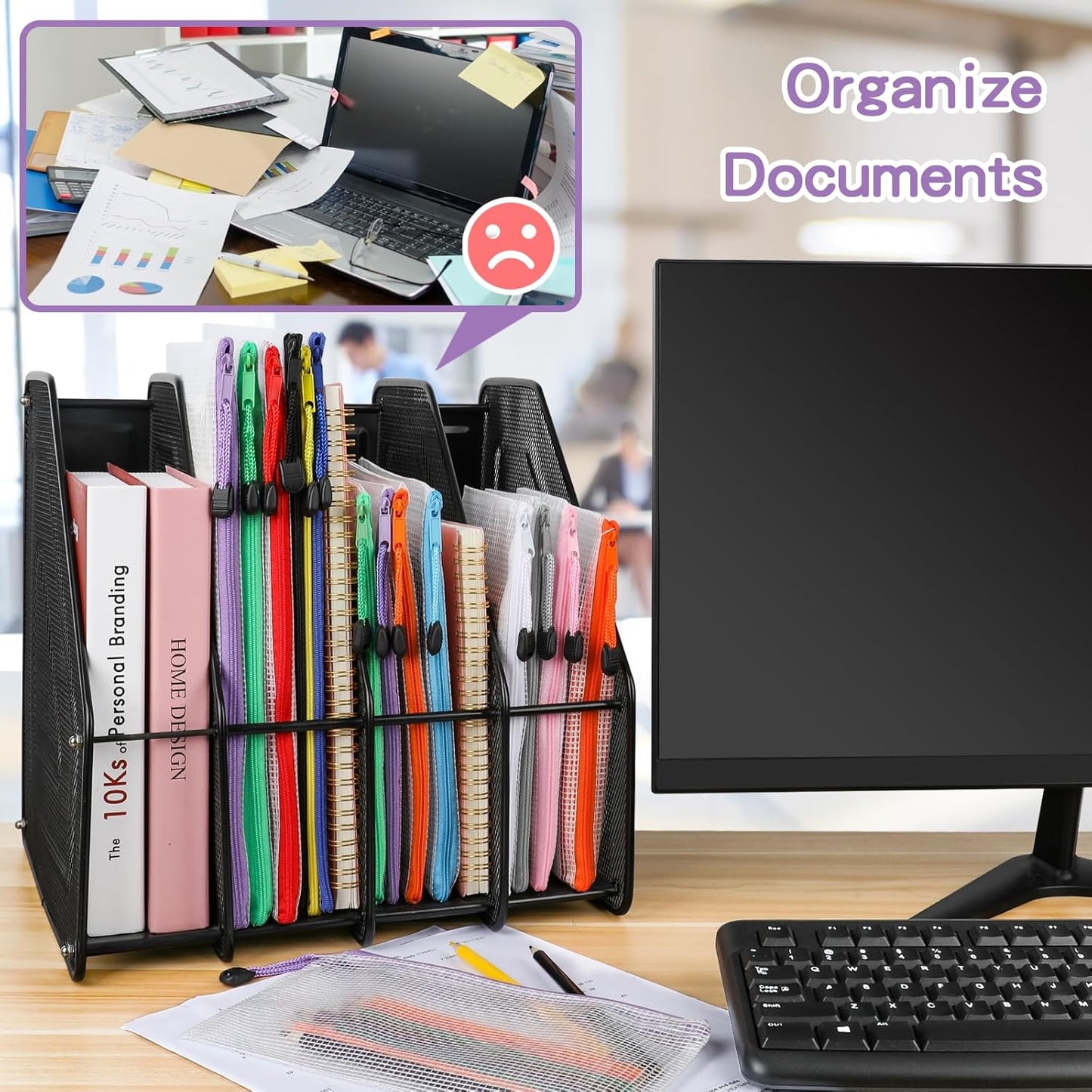 Umriox Mesh Zipper Pouch, 16.9x12.4 in (12 Colors, 36 Packs), Zipper Bags, Board Game Storage Bags, Clear Zipper Pouches for Puzzles, Games, Cross Stitch Projects and Classroom Supplies