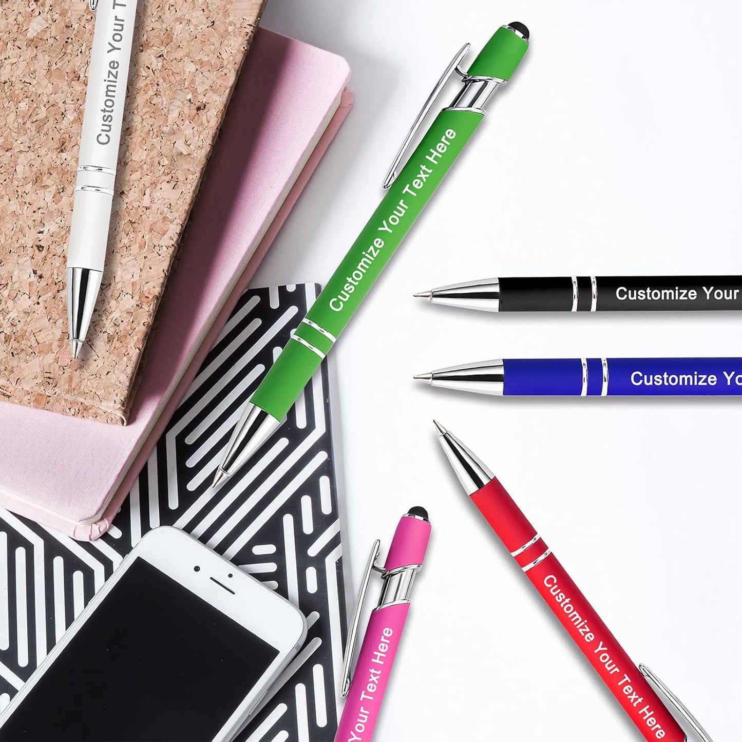 Max 500 Pcs Personalized Pens Bulk, Custom Pens with Free Engraving, Customized Stylus Tip Ballpoint Pen with Your Name Massage Text for School Office Business Graduation Anniversaries-100 Packs