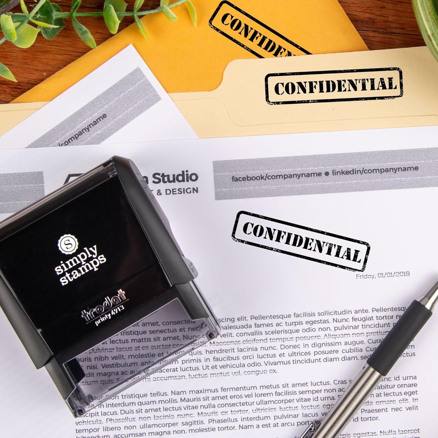 Confidential Office Stamp | 4 Different Sizes | 20 Designs | Multiple Color Options | Perfect for Quick Validation of Office Documents (Confidential, Large)