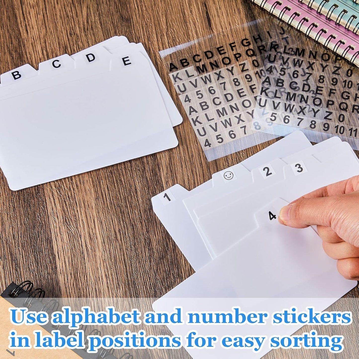 Lewtemi 50 Pcs Index Card Dividers 3 x 5 Inch Index Card Dividers with Tabs Guides with 2 Pcs Alphabet Number Stickers for Office Recipe Business (White)