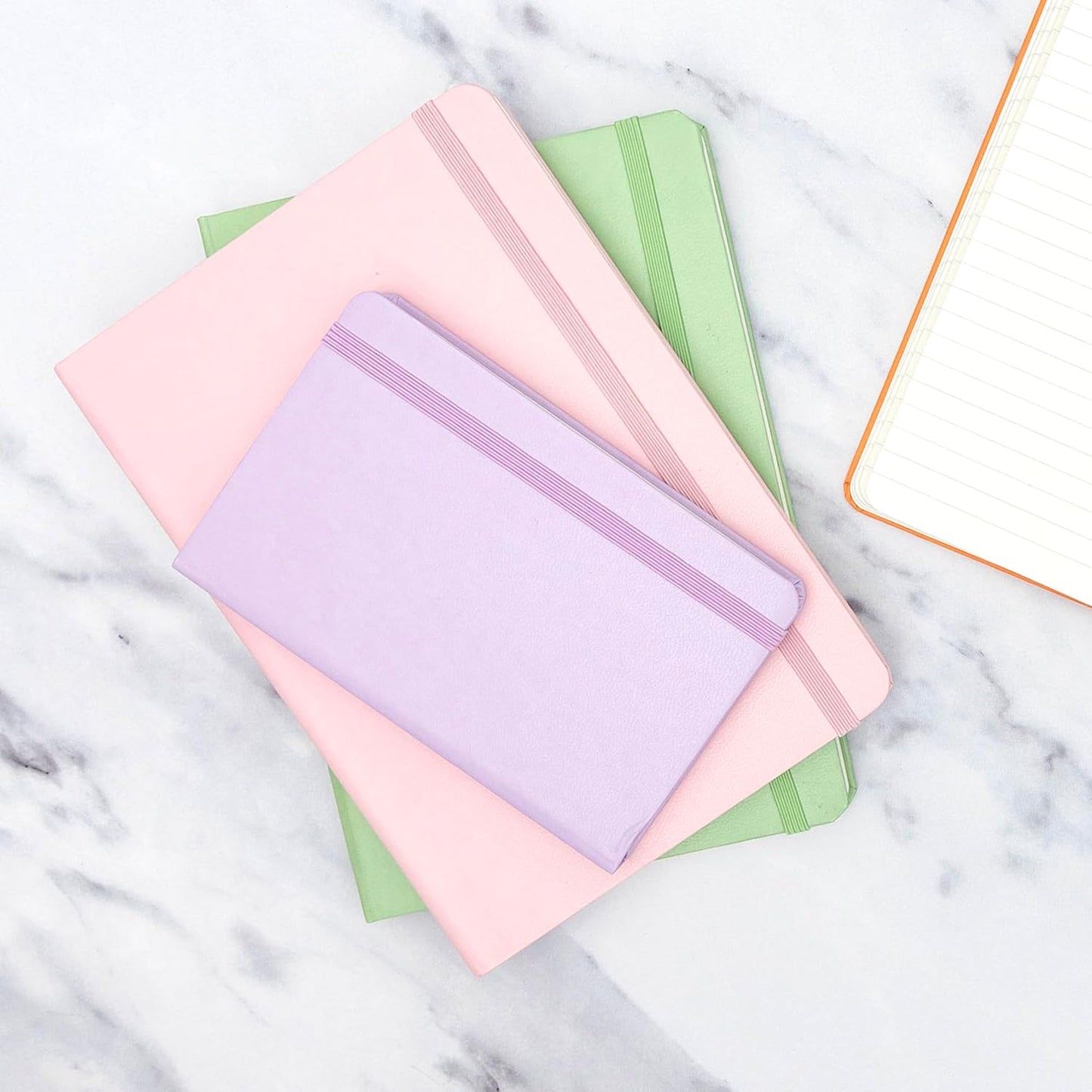 PAPERAGE Lined Pocket Journal Notebook, 3 Pack, (Yellow, Blush, Turquoise), 160 Pages, Small, 3.6 inches x 5.6 inches - 100 GSM Thick Paper, Hardcover