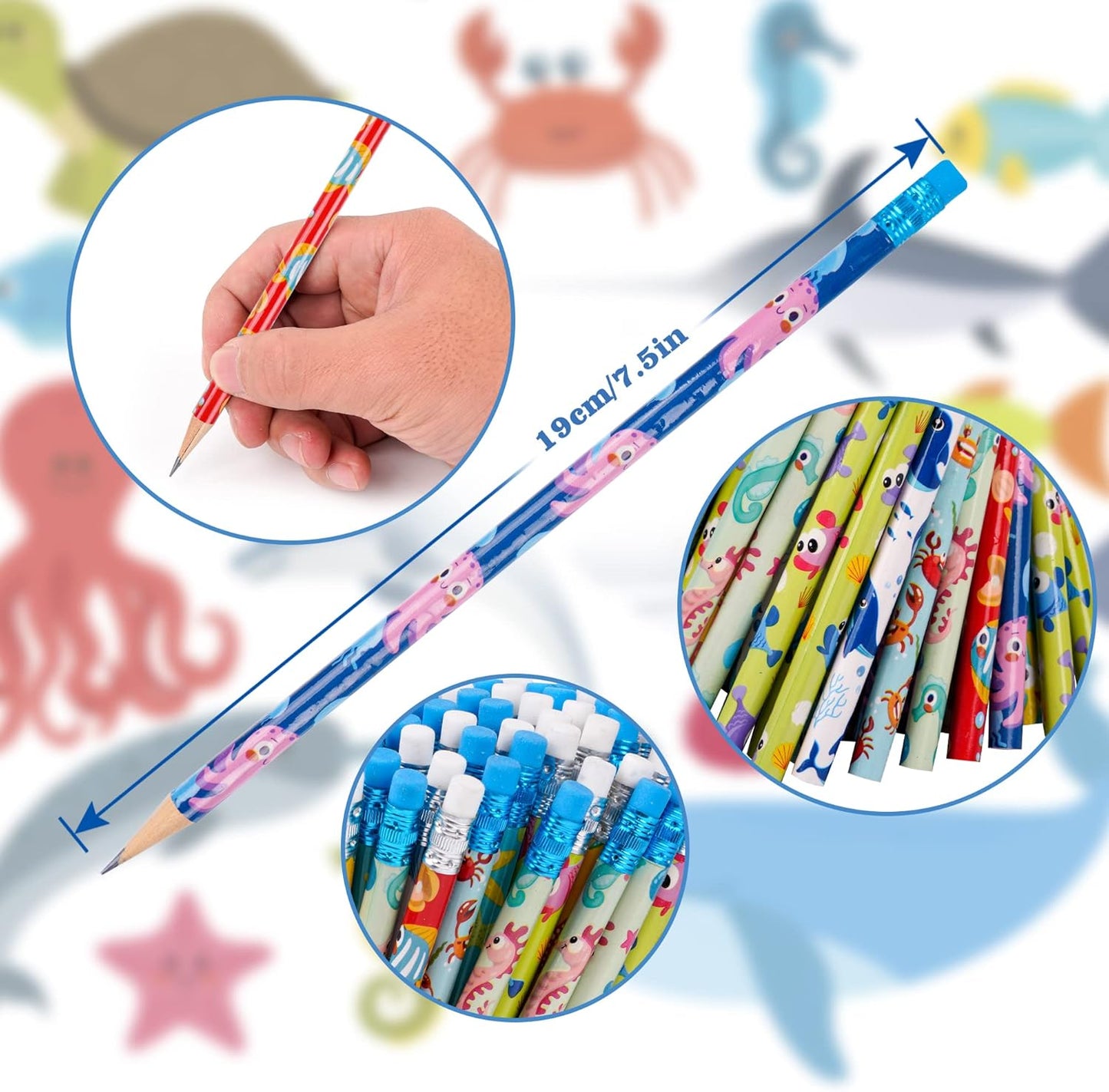 Kolewo4ever 100 Pieces Under The Sea Pencils Ocean Pencil Wood Pencil Oceam Element Sea Themed Pencils for Teachers Classrooms Reward School,Learning Activities