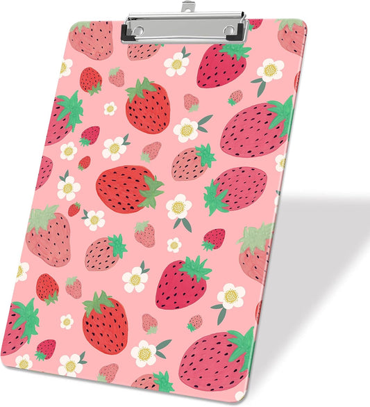 Cute Strawberry Plastic Clipboards,Decorative Plastic Acrylic Clipboard for Teacher Social Worker Students Office Supplies 8 * 12