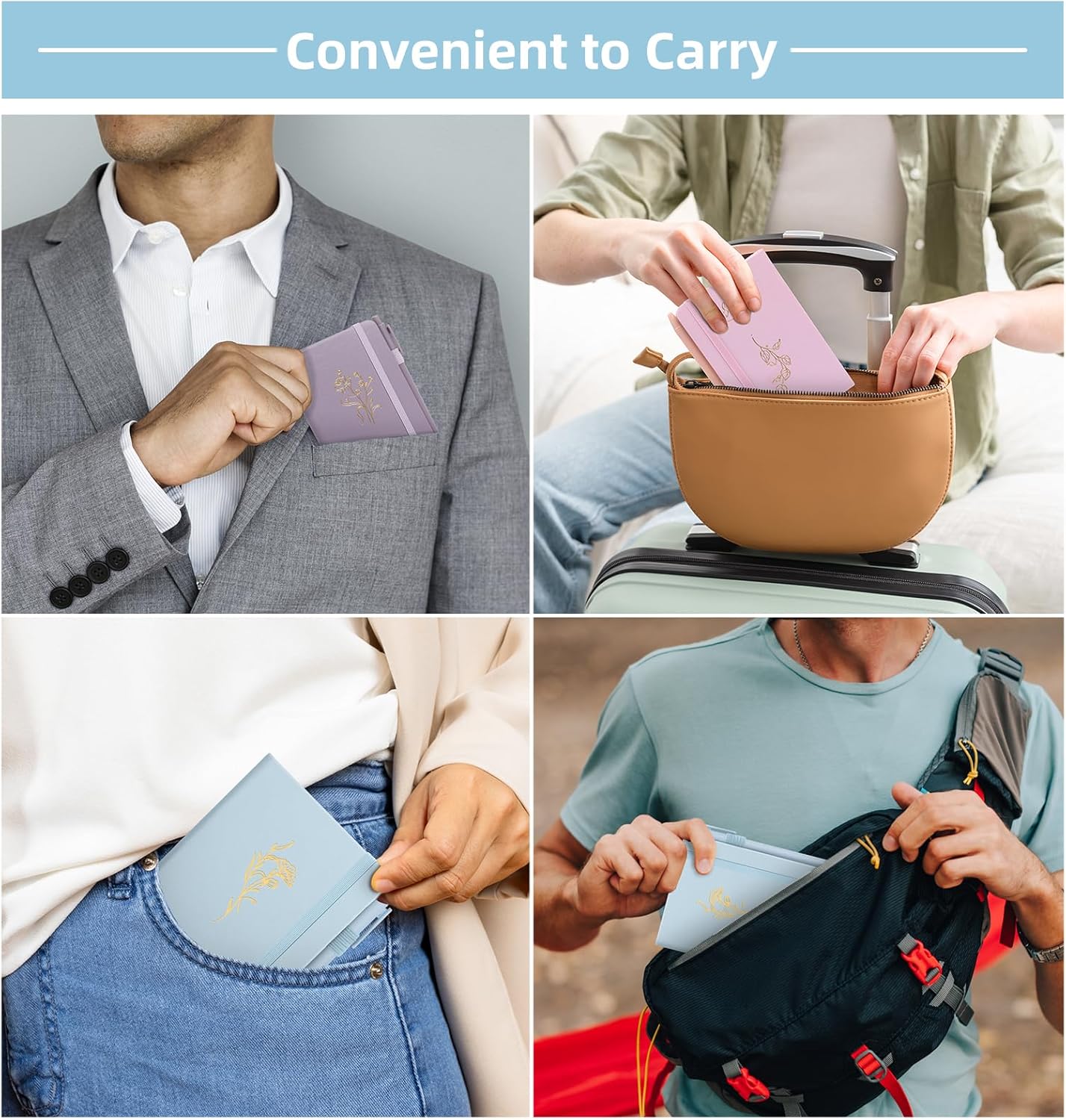 3 Pack Pocket Journaling Notebooks, A6 Small Notebook For Note Taking Journaling Notebooks Journals For Writing Mini Note Pads With Pen Holder 120 Pages 100 GSM Thick Paper