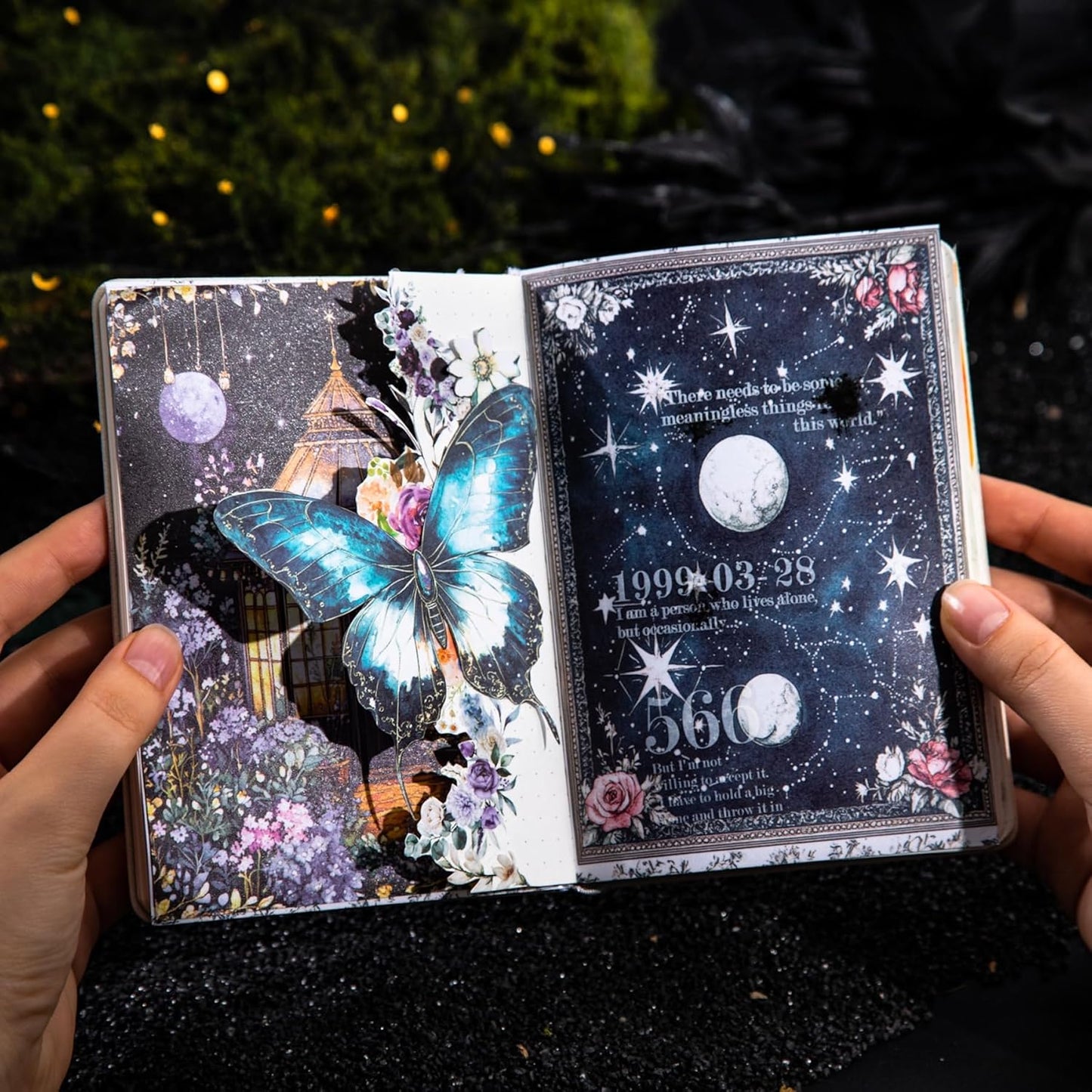 60Pcs Starry Night Magic Washi Sticker Set, Fantasy Journal Stickers, Large Scrapbook Supplies for Junk Journaling, DIY Craft