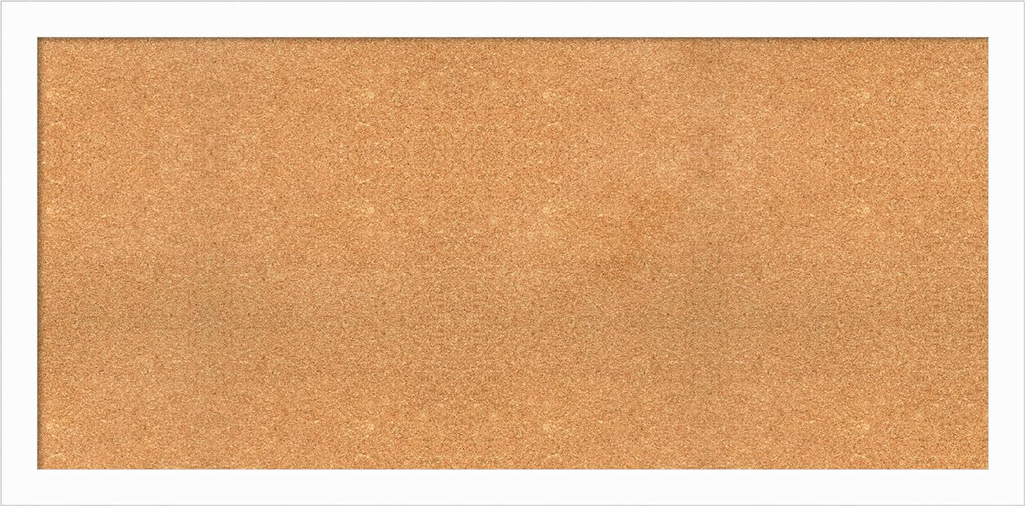 Amanti Art Natural Cork Board for Wall, 27x55 Vision Board with White Frame, Oversize Corkboard Office Decor for Home Organization, Casual Corkboard Pinboard to Display Items for Home Organization in