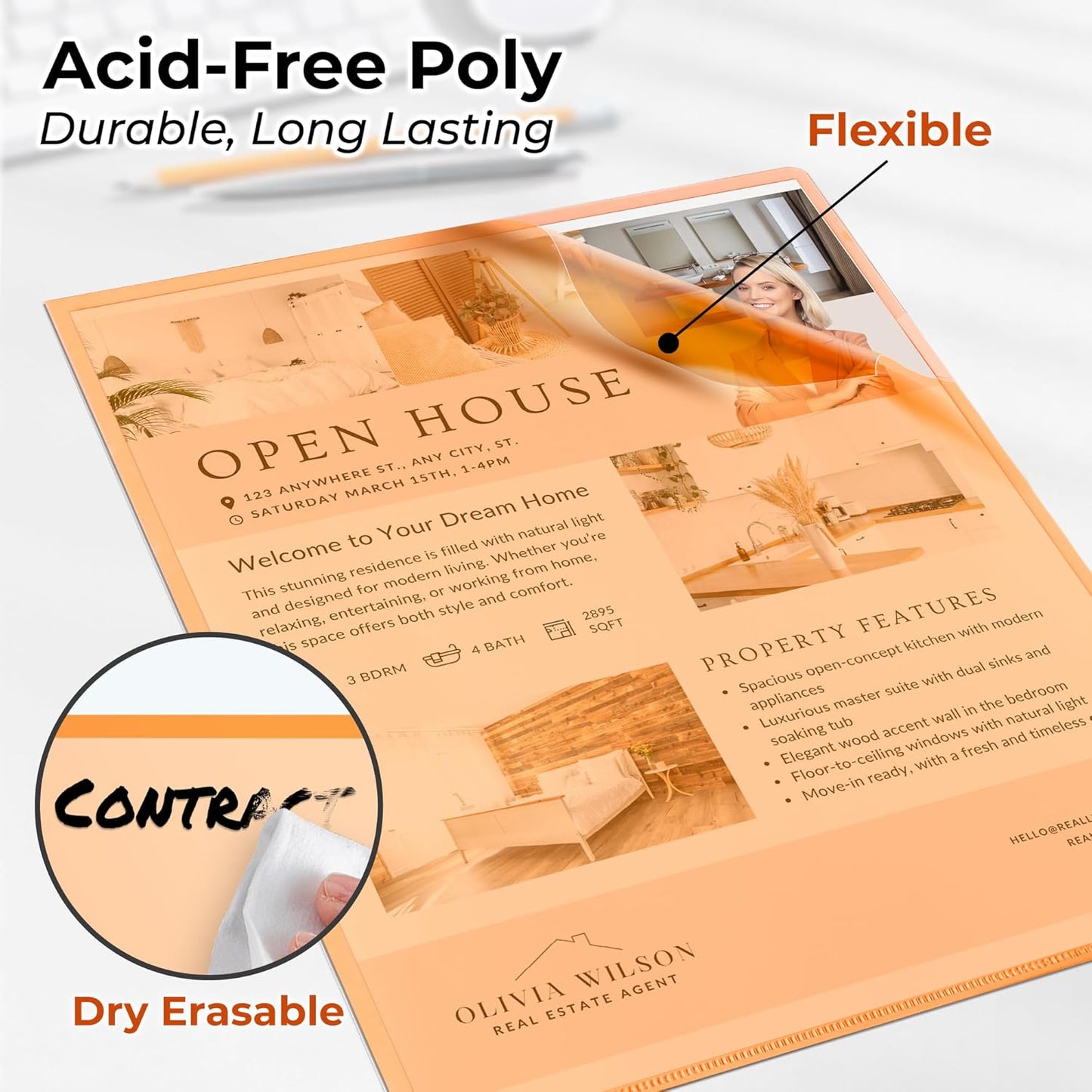 Dunwell Clear Plastic Folder Sleeves (12 Pack, Assorted Colors), Acid-Free Poly Project Sleeves, File Jackets for Letter Size 8.5x11 Documents