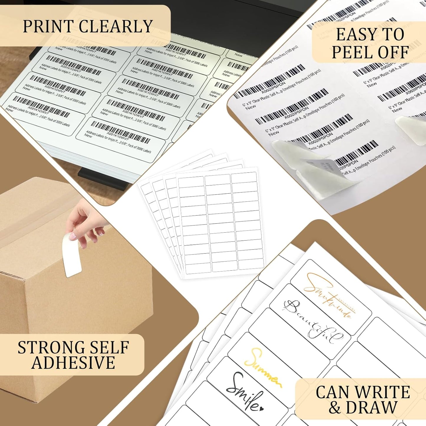 Address Labels for Inkjet Printers 1" x 2-5/8", Pack of 3000 Labels